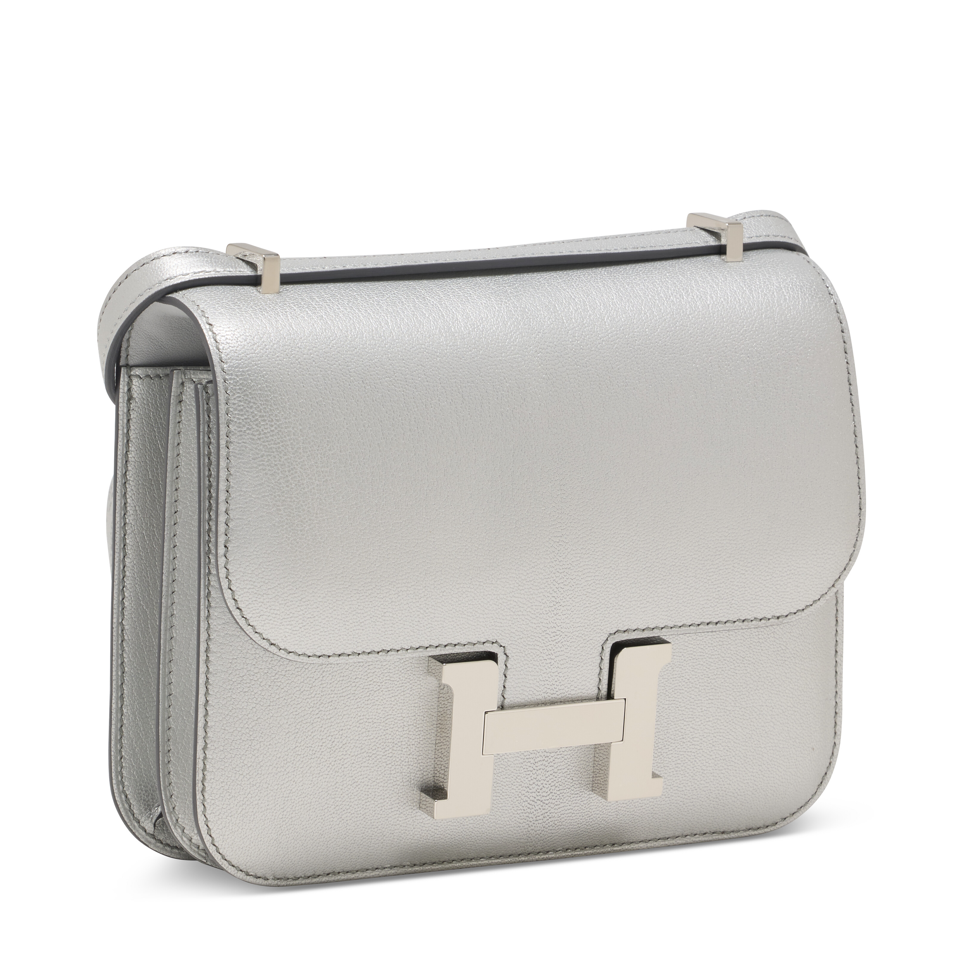 A LIMITED EDITION ARGENT CHAMKILIGHT CHÈVRE LEATHER MINI CONSTANCE