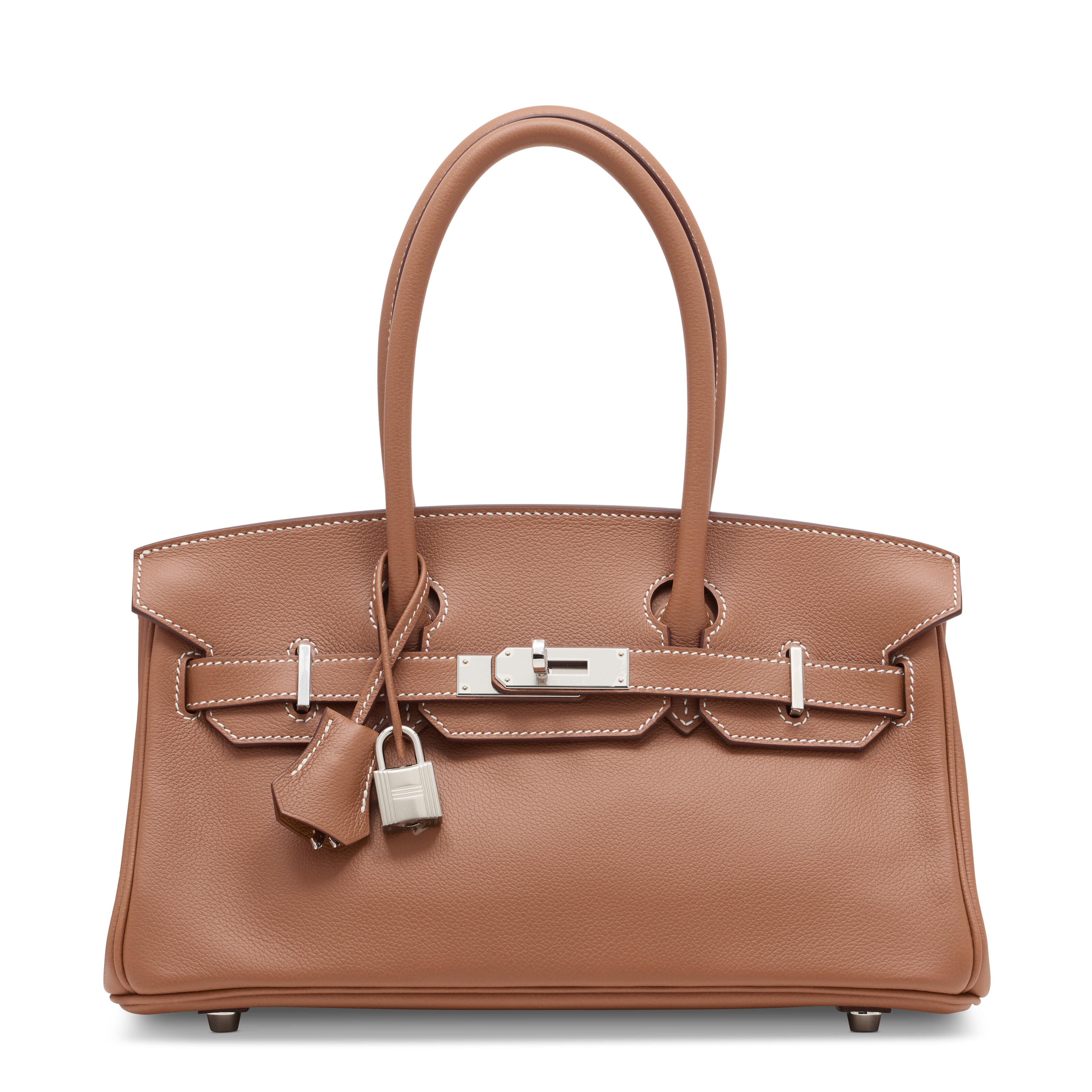 金棕色EVERCOLOR小牛皮29公分SHOULDER柏金包附鈀金配件，愛馬仕，2025年。29 x 16 x 13 公分。估價：港元 160,000 – 240,000。此拍品將於2025年11月24日在佳士得香港典雅傳承: 手袋及配飾拍賣中呈獻 