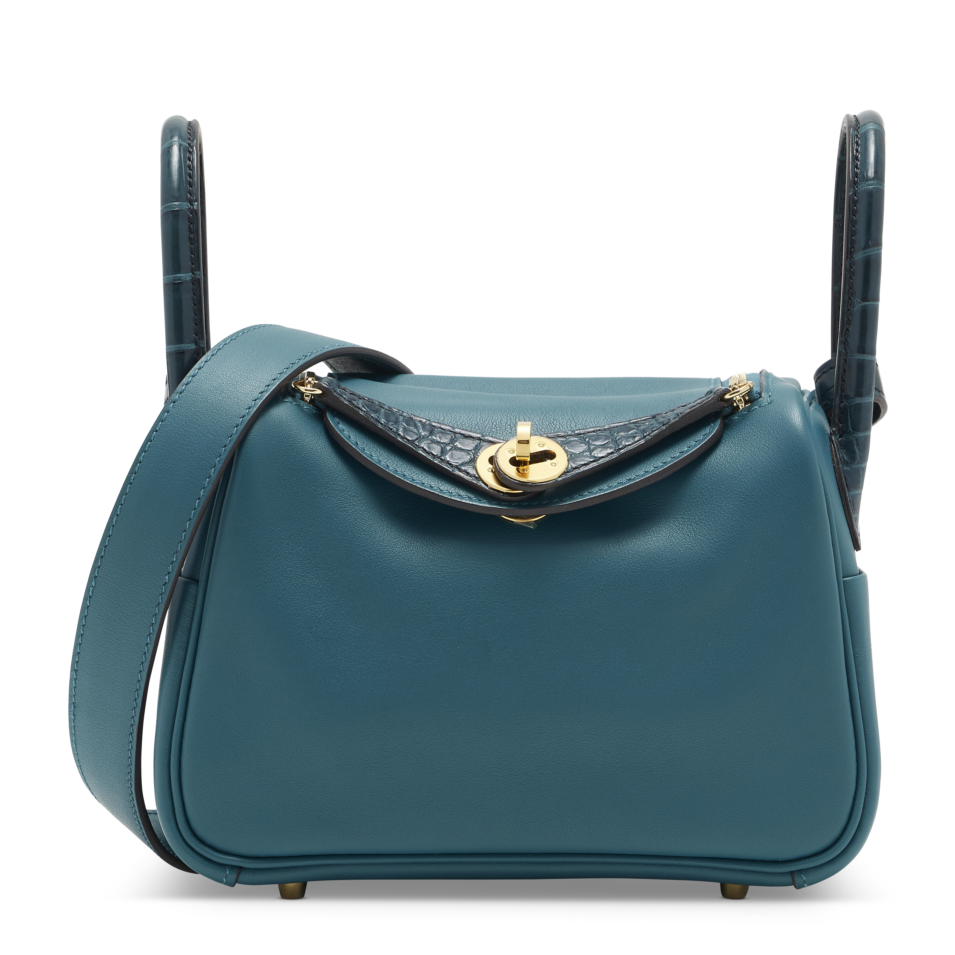 A VERT YUCCA CLÉMENCE LEATHER MINI LINDY WITH GOLD HARDWARE