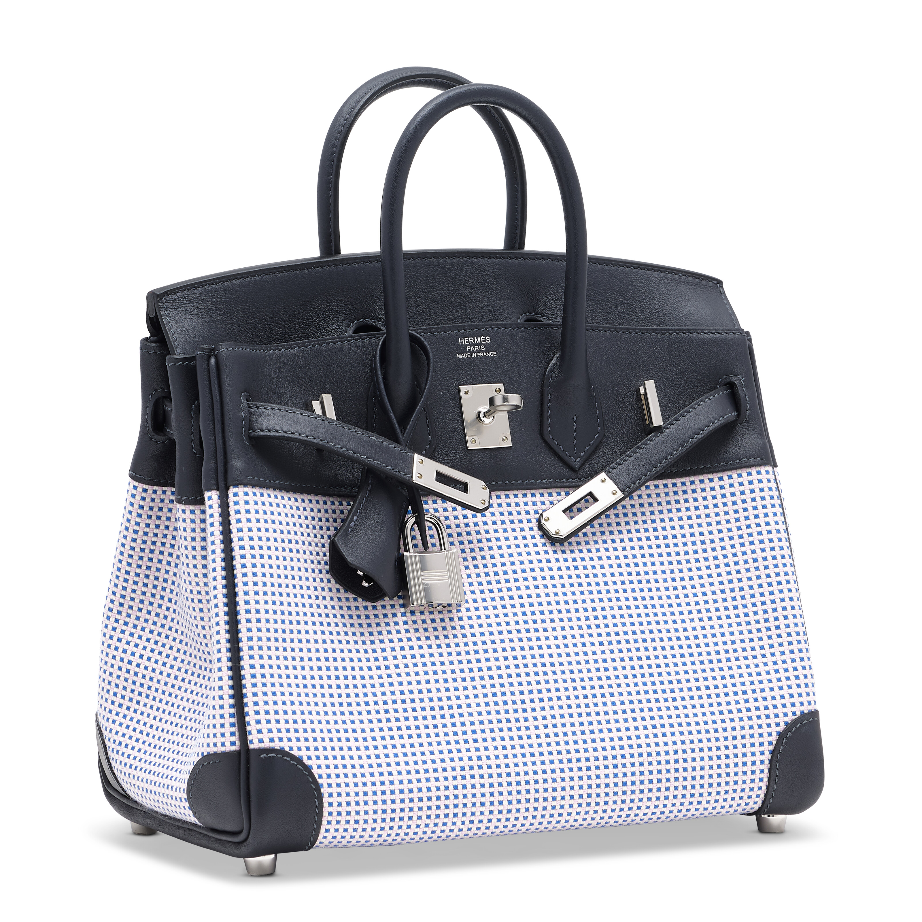 A LIMITED EDITION TOILE QUADRILLE & CABAN SWIFT LEATHER BIRKIN 25