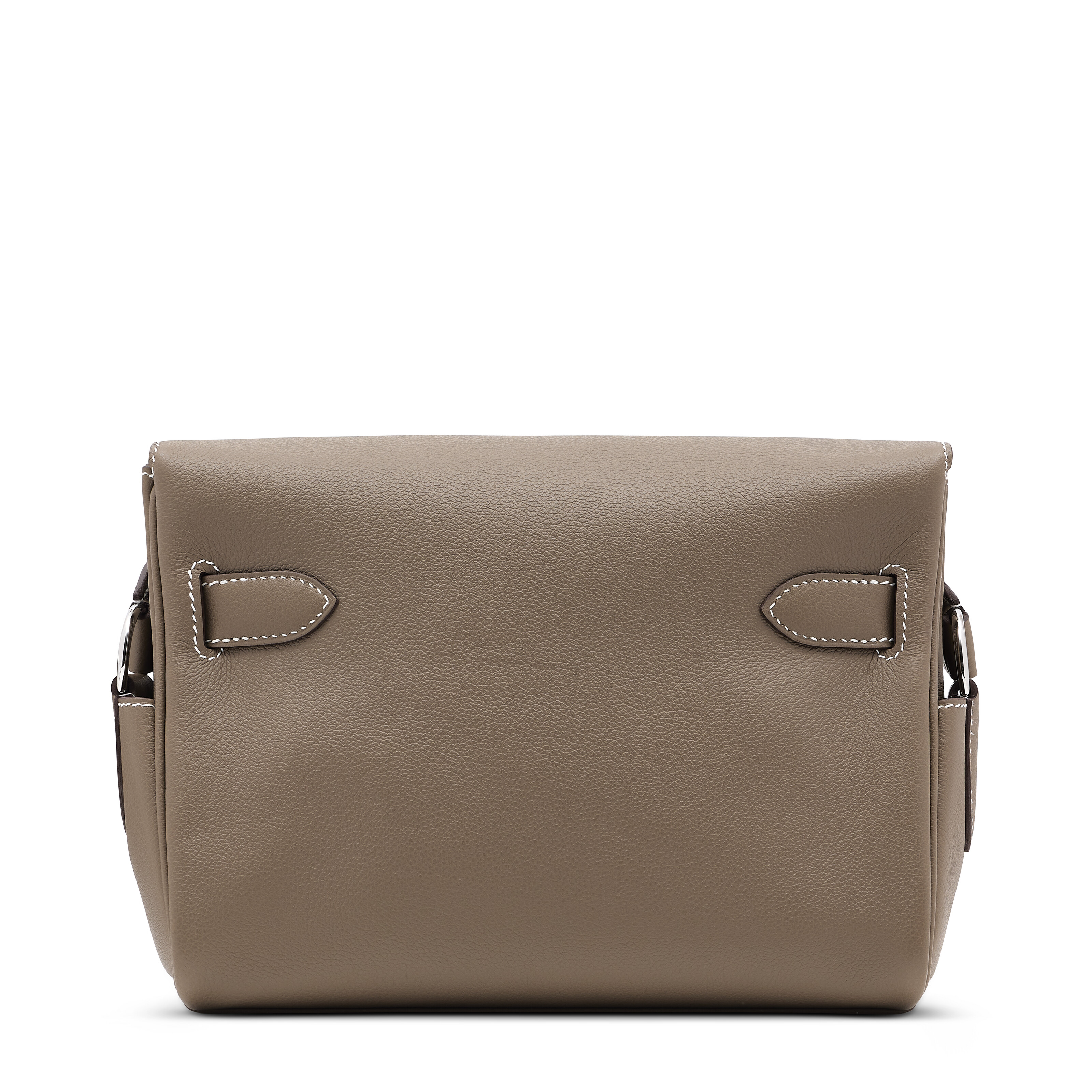 AN ÉTOUPE EVERCOLOR LEATHER KELLY MESSENGER PM WITH PALLADIUM