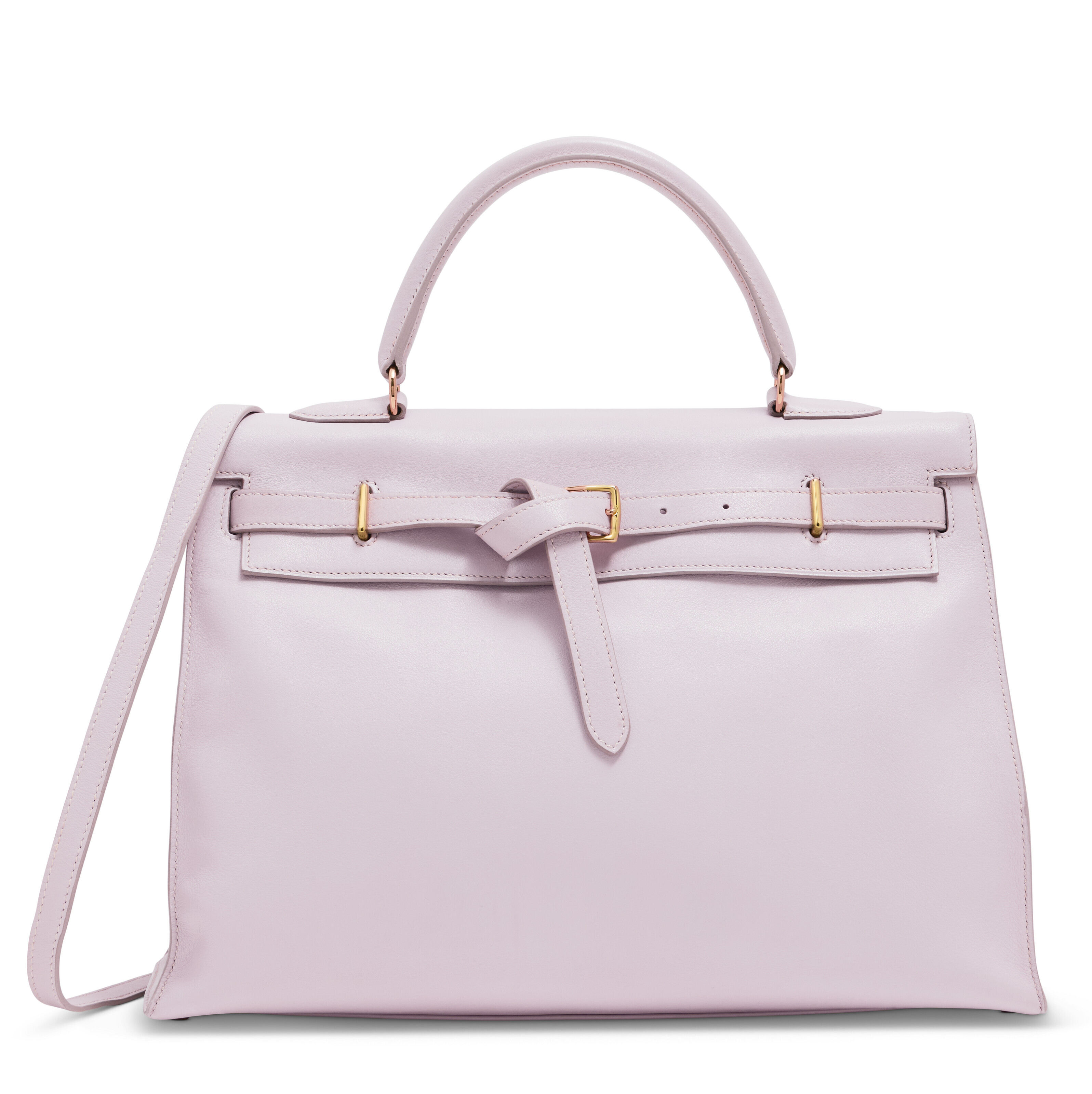 淺粉色SWIFT小牛皮35公分KELLY FLAT包附黃金配件，愛馬仕, 2008年。此拍品於2025年9月在佳士得香港手袋及配飾網上拍賣中售出，成交價港元52,920 