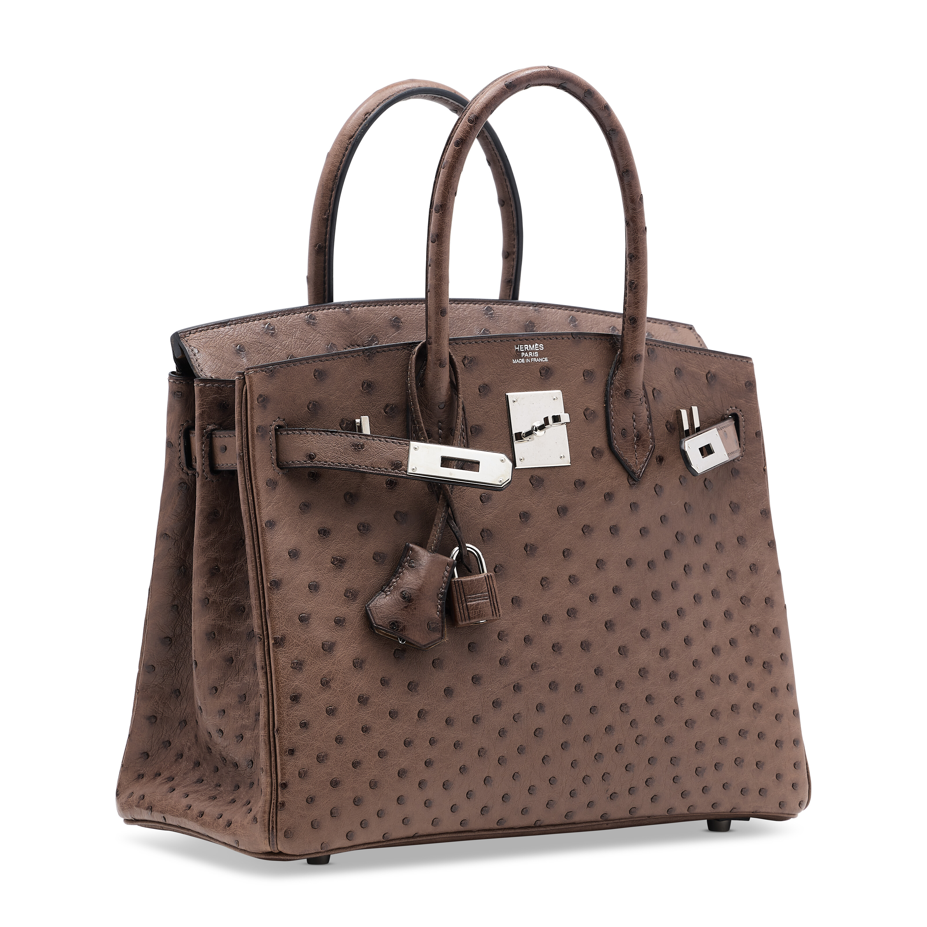 A MARRON FONCÉ OSTRICH BIRKIN 30 WITH PALLADIUM HARDWARE, HERMÈS