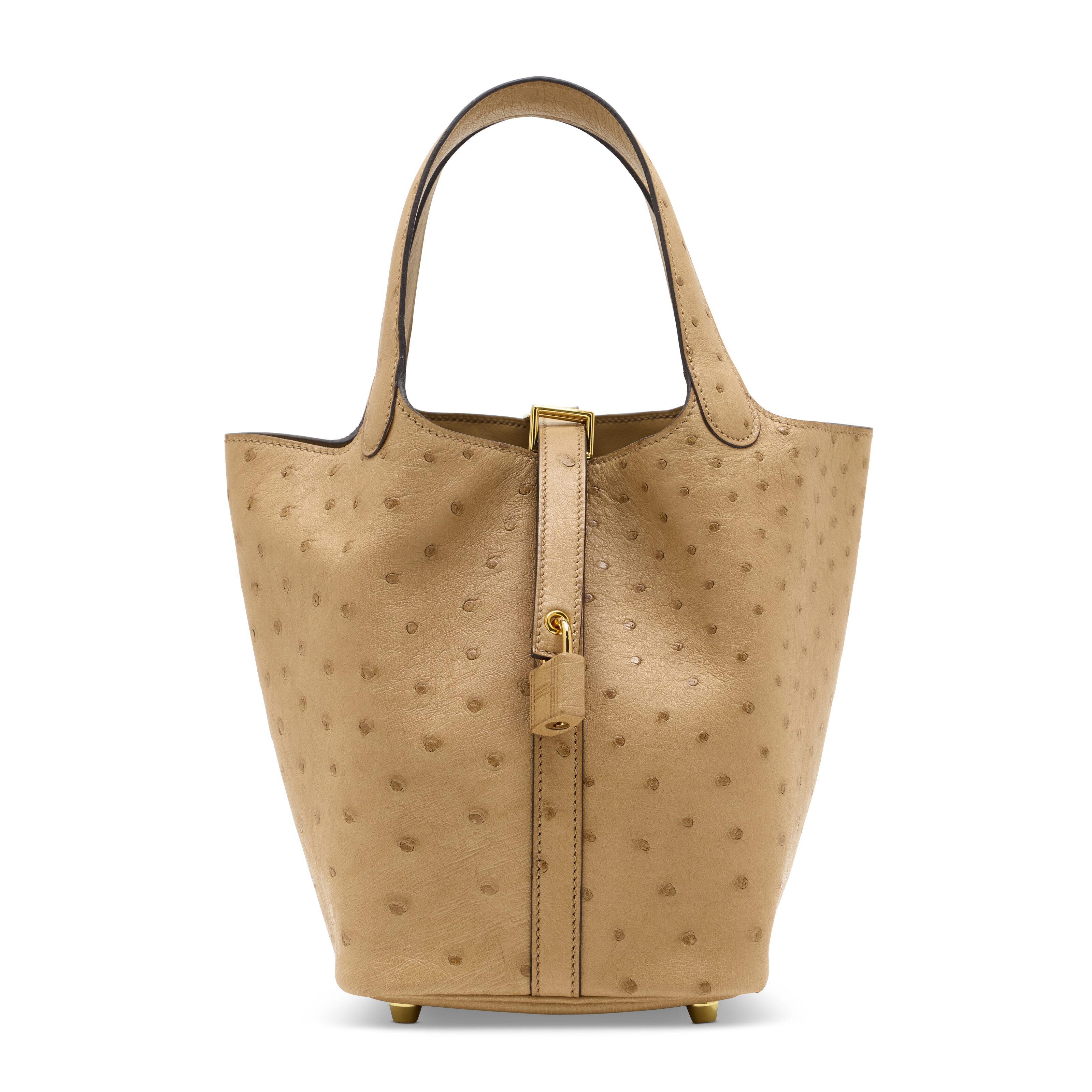 A CHAI OSTRICH PICOTIN LOCK 18 WITH GOLD HARDWARE, HERMÈS, 2022