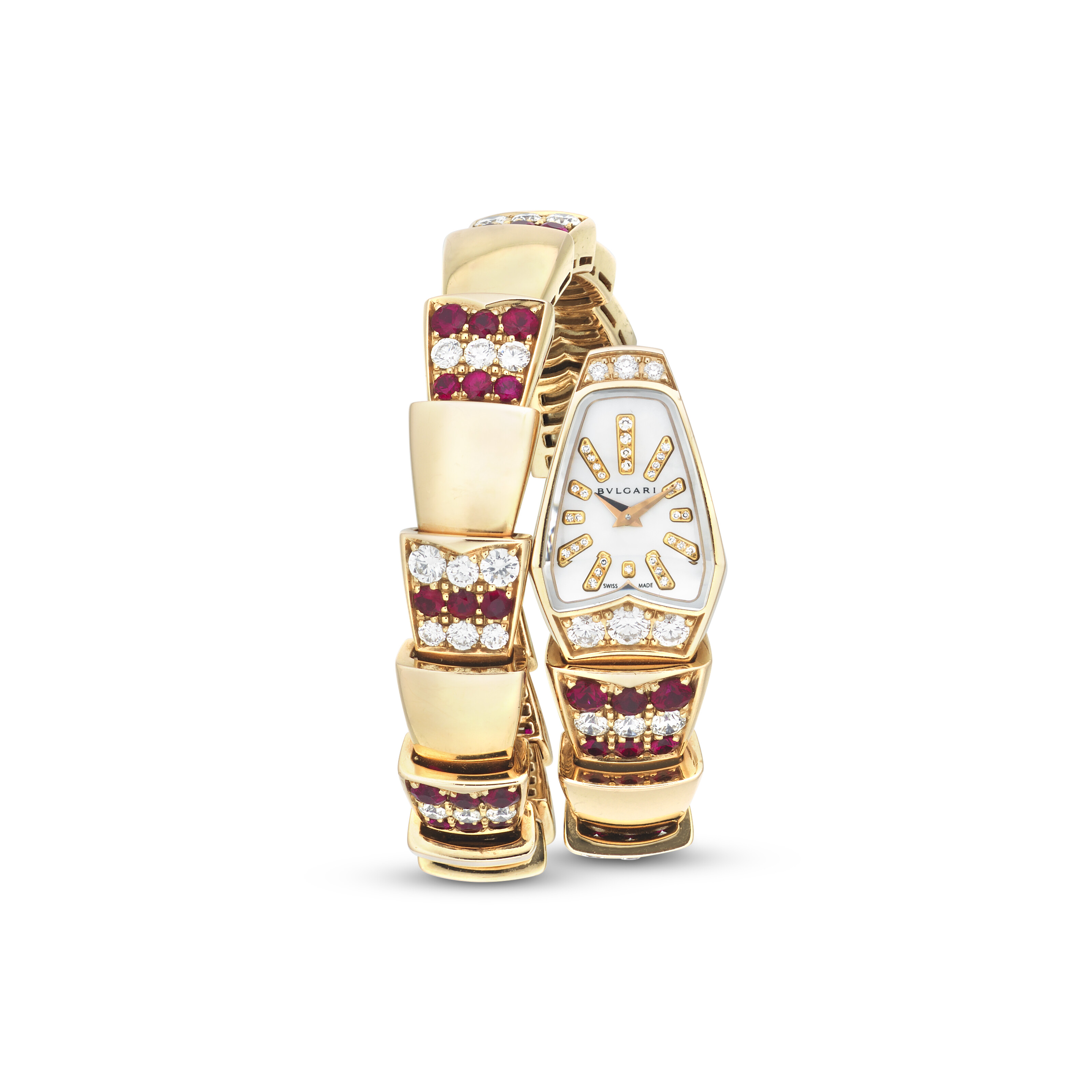 BULGARI RUBY, DIAMOND AND MOTHER-OF-PEARL 'SERPENTI' WRISTWATCH | Christie's