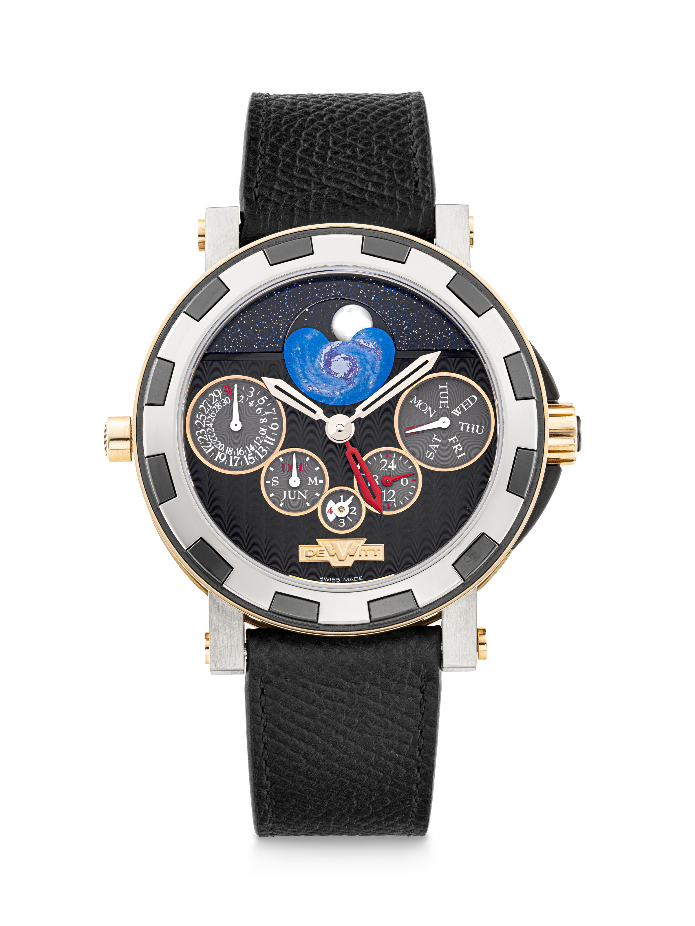JAQUET DROZ, 18K WHITE GOLD JUMP HOUR WORLD TIME WRISTWATCH, CASE