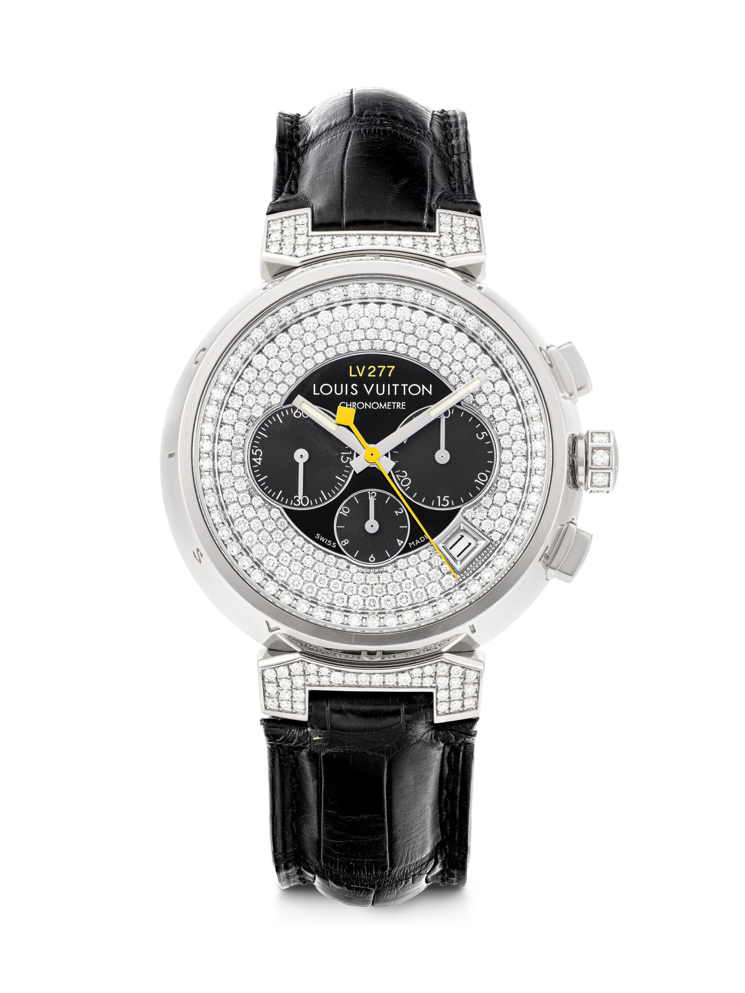LOUIS VUITTON 時計　Q1E01 Tambour Taiko Spin Time, Automatic, 39.5mm, White gold