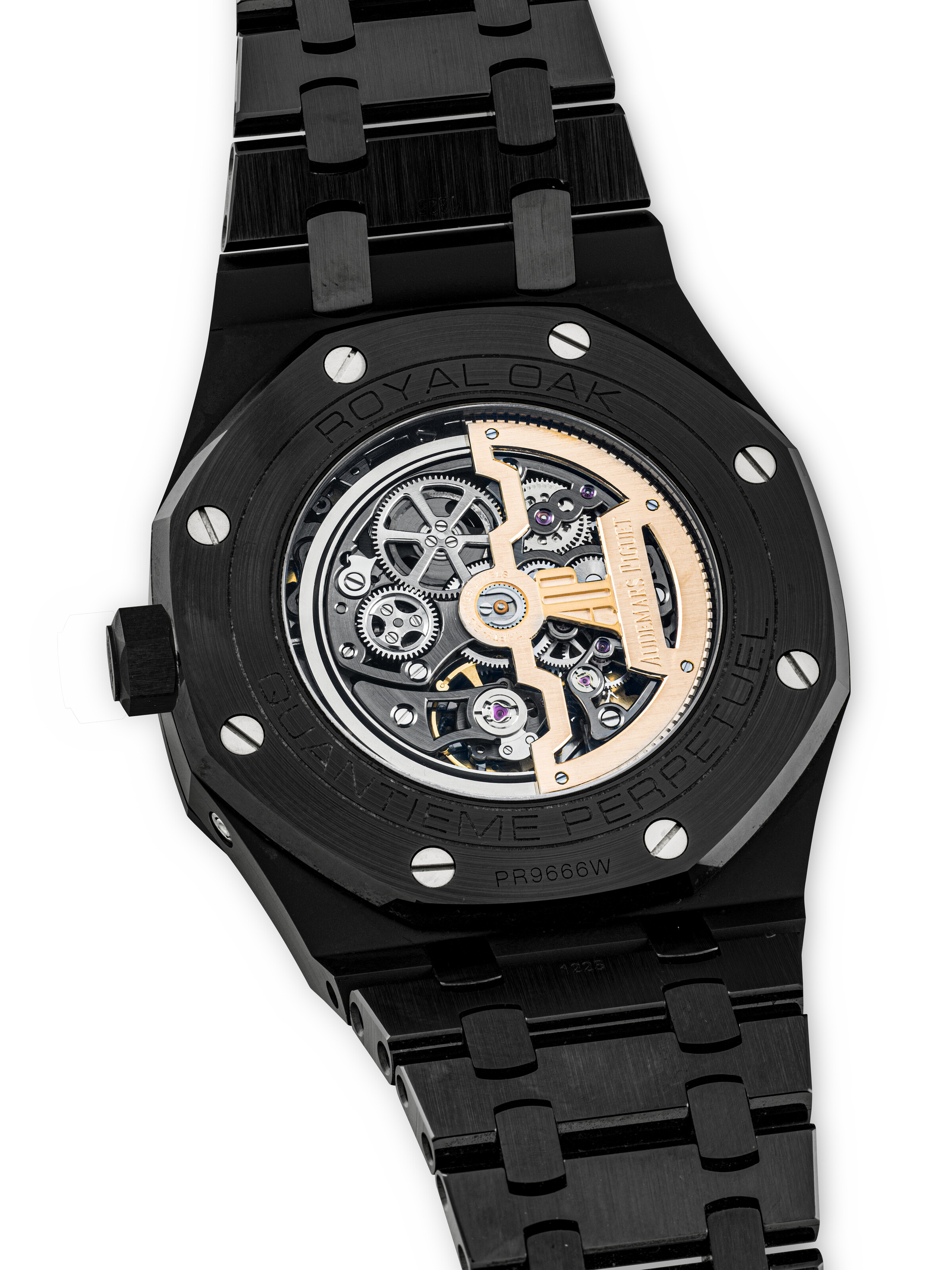 AUDEMARS PIGUET. A RARE AND IMPRESSIVE BLACK CERAMIC SKELETONISED