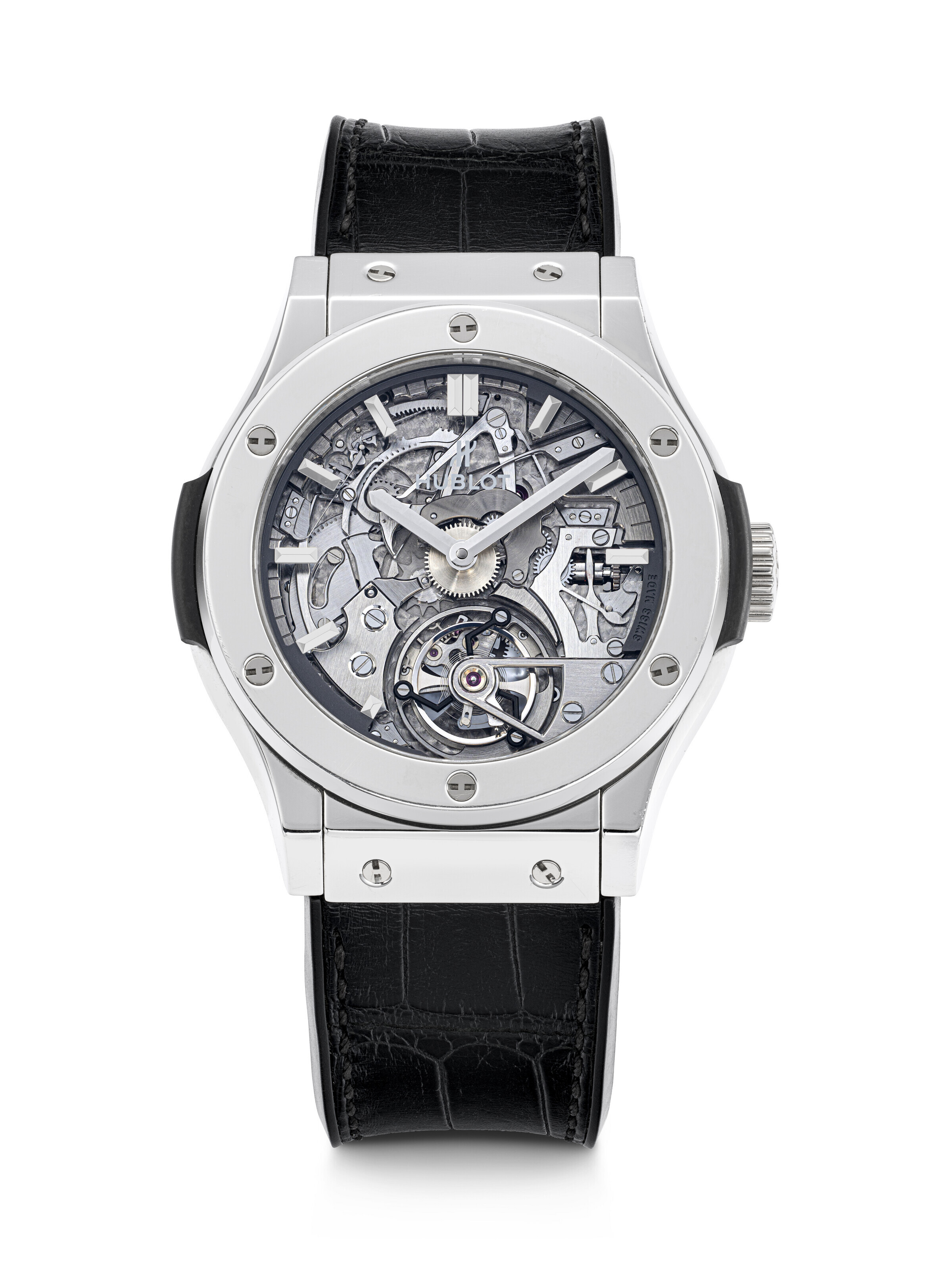 GIRARD PERREGAUX. AN 18K PINK GOLD AUTOMATIC SEMI-SKELETONISED