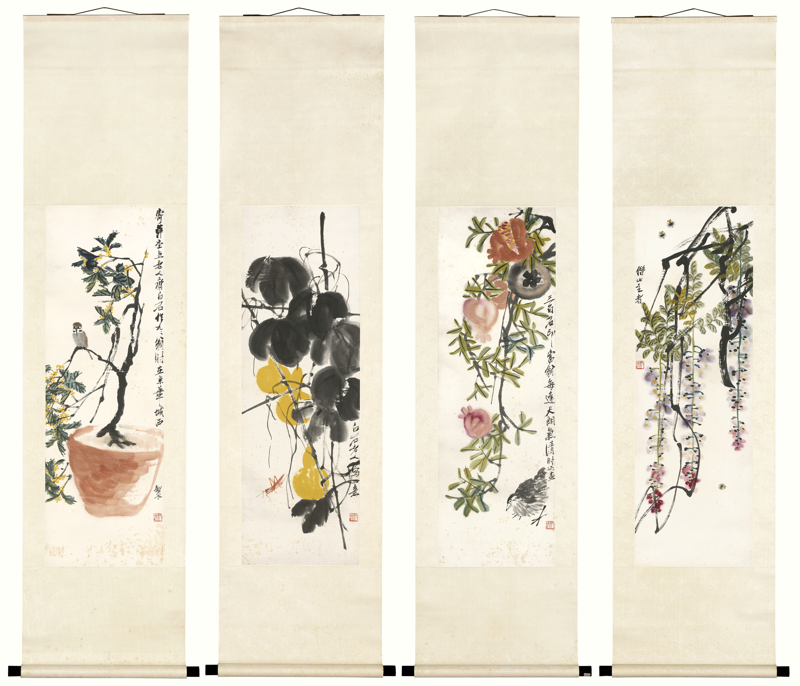 齊白石, 花鳥四屏| Christie's