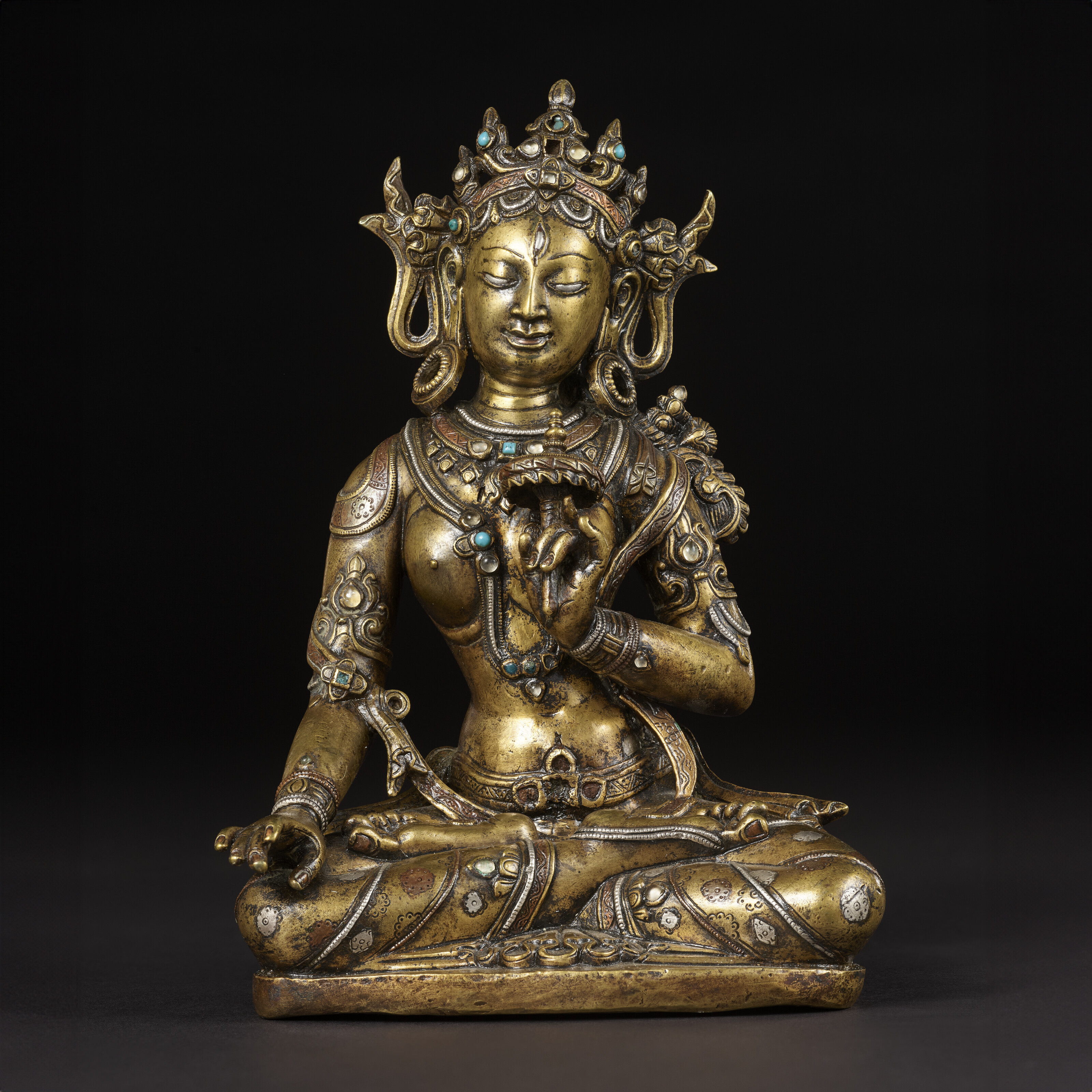 稀少 飘箪。特大高さ約55cm 年代品 美術品 A GILT COPPER ALLOY FIGURE OF MANJUSHRI, CENTRAL TIBET