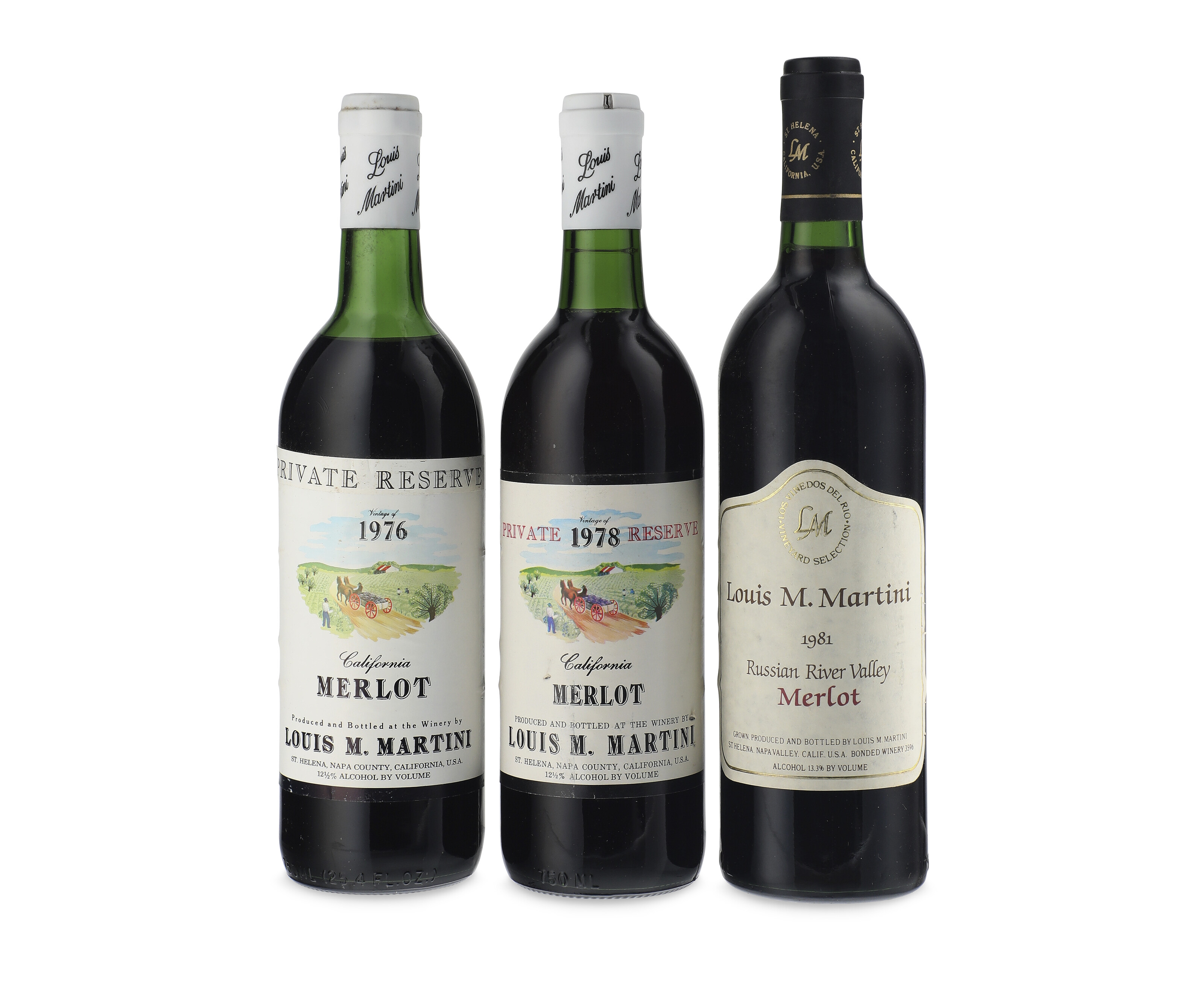 Mixed L Martini Merlot | 1976 - 1981, Merlot Private Reserve 1976 (2 ...
