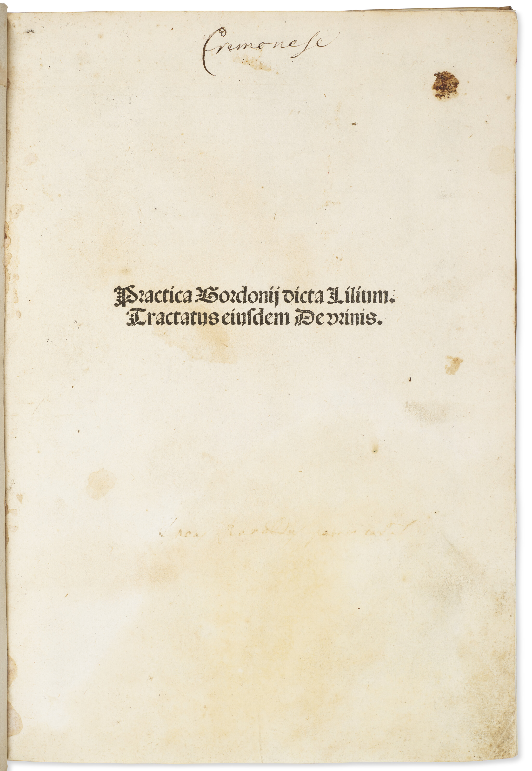 Practica, seu Lilium medicinae, Bernard de Gordonio, 1498 | Christie’s