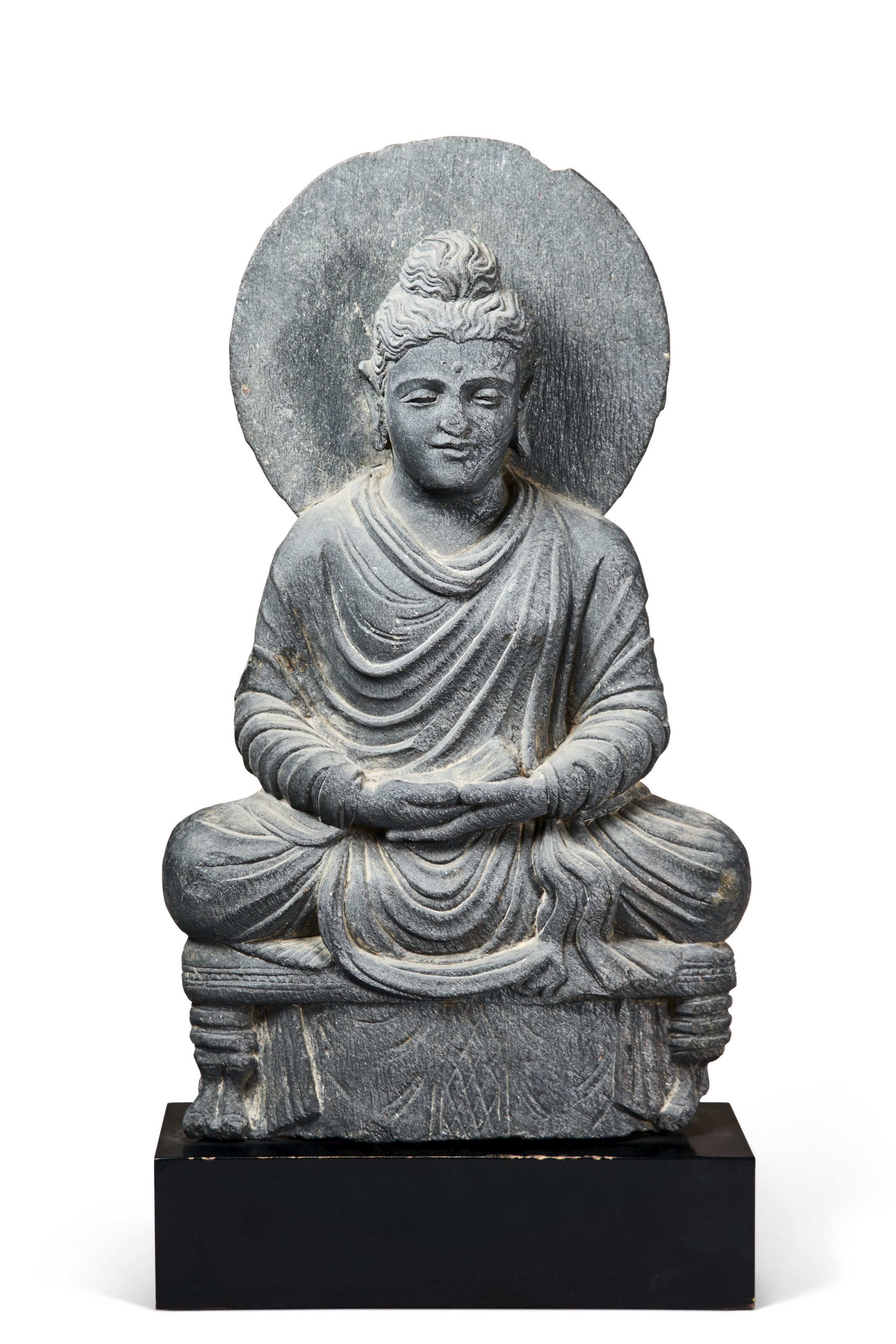 A GREY SCHIST FIGURE OF BUDDHA, ANCIENT REGION OF GANDHARA