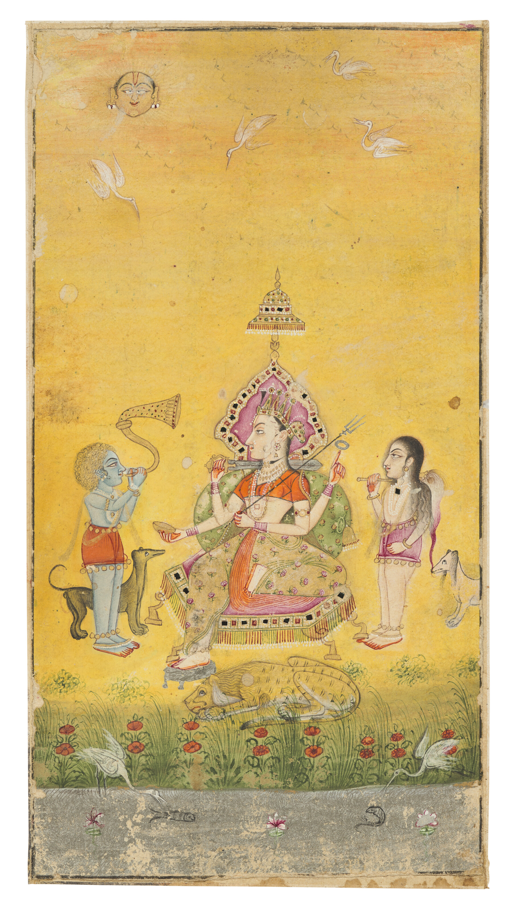 インド額入り細密画＋洋書 Indian Court Painting インド額入り細密画＋洋書 Indian Court Painting インド額入り