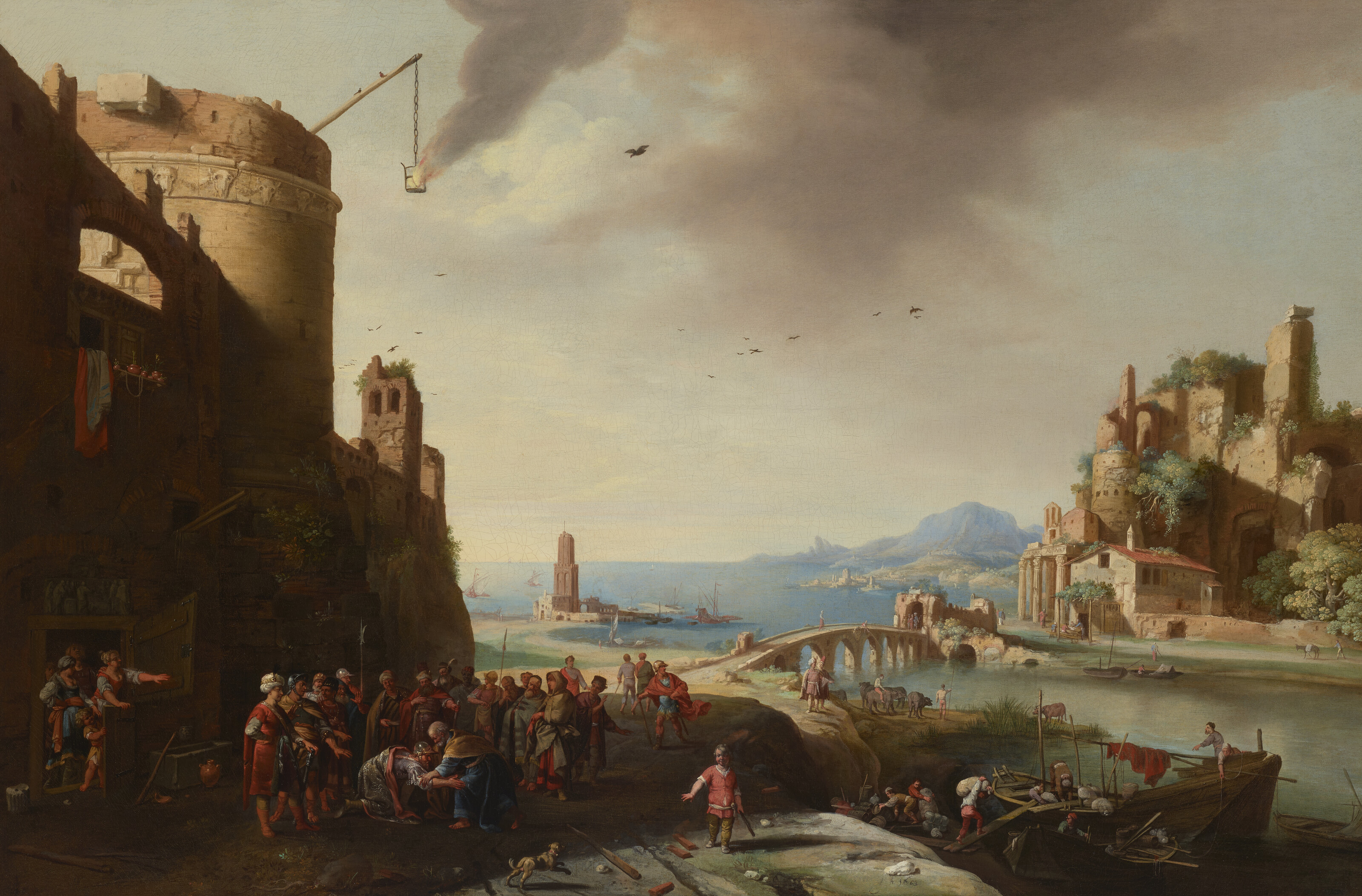 ★掛軸★　飯田史朗　『臼杵石佛』　共箱　【白士会　師：中村岳陵　中京画壇】 LEONAERT BRAMER (DELFT 1596-1674), The Scribe Shaphan reading the