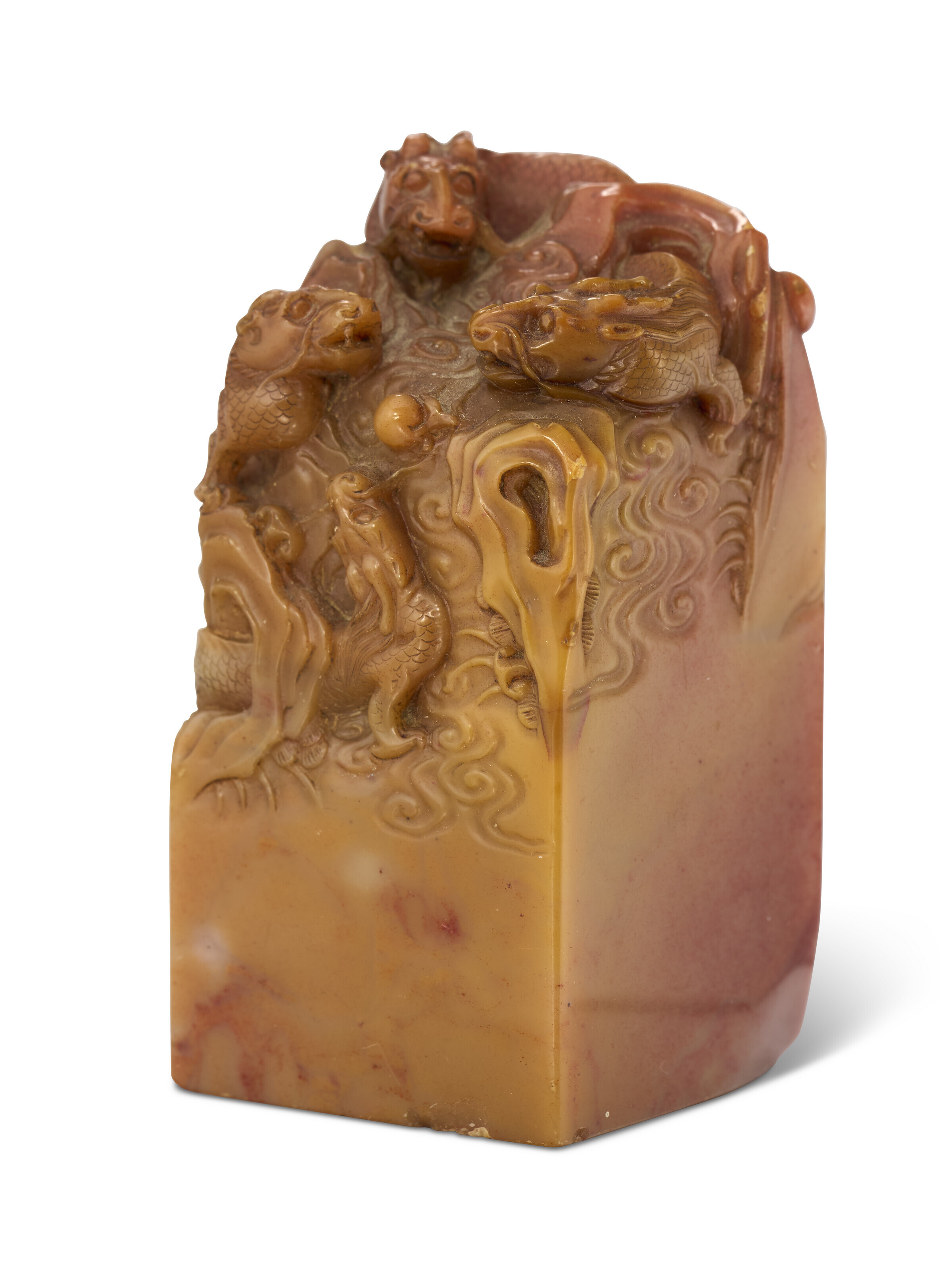 A SHOUSHAN SEAL CARVED WITH DRAGONS, CHINA, QING DYNASTY (1644