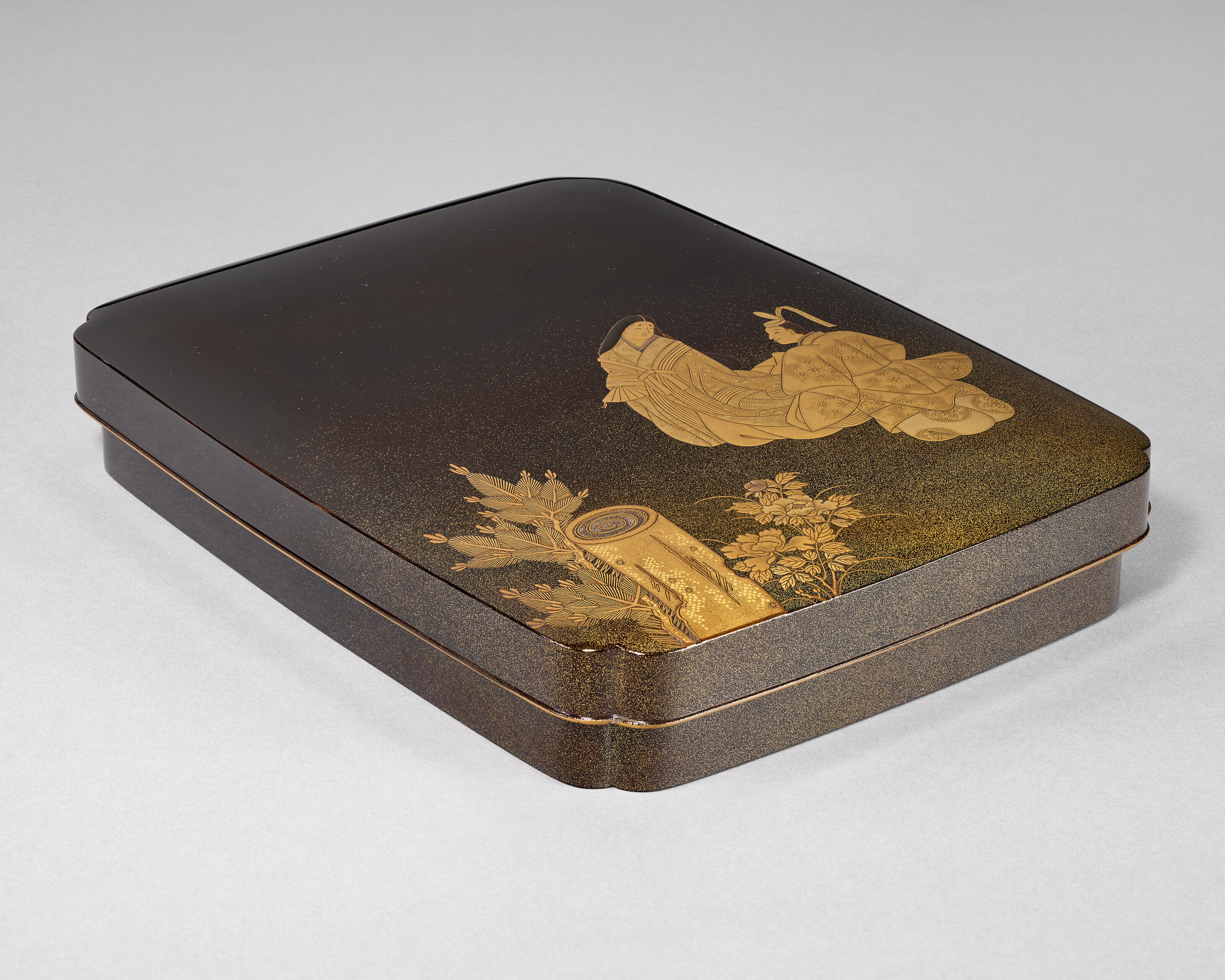 A MOKO-SHAPE LACQUER WRITING BOX (SUZURI-BAKO), JAPAN, EDO-MEIJI