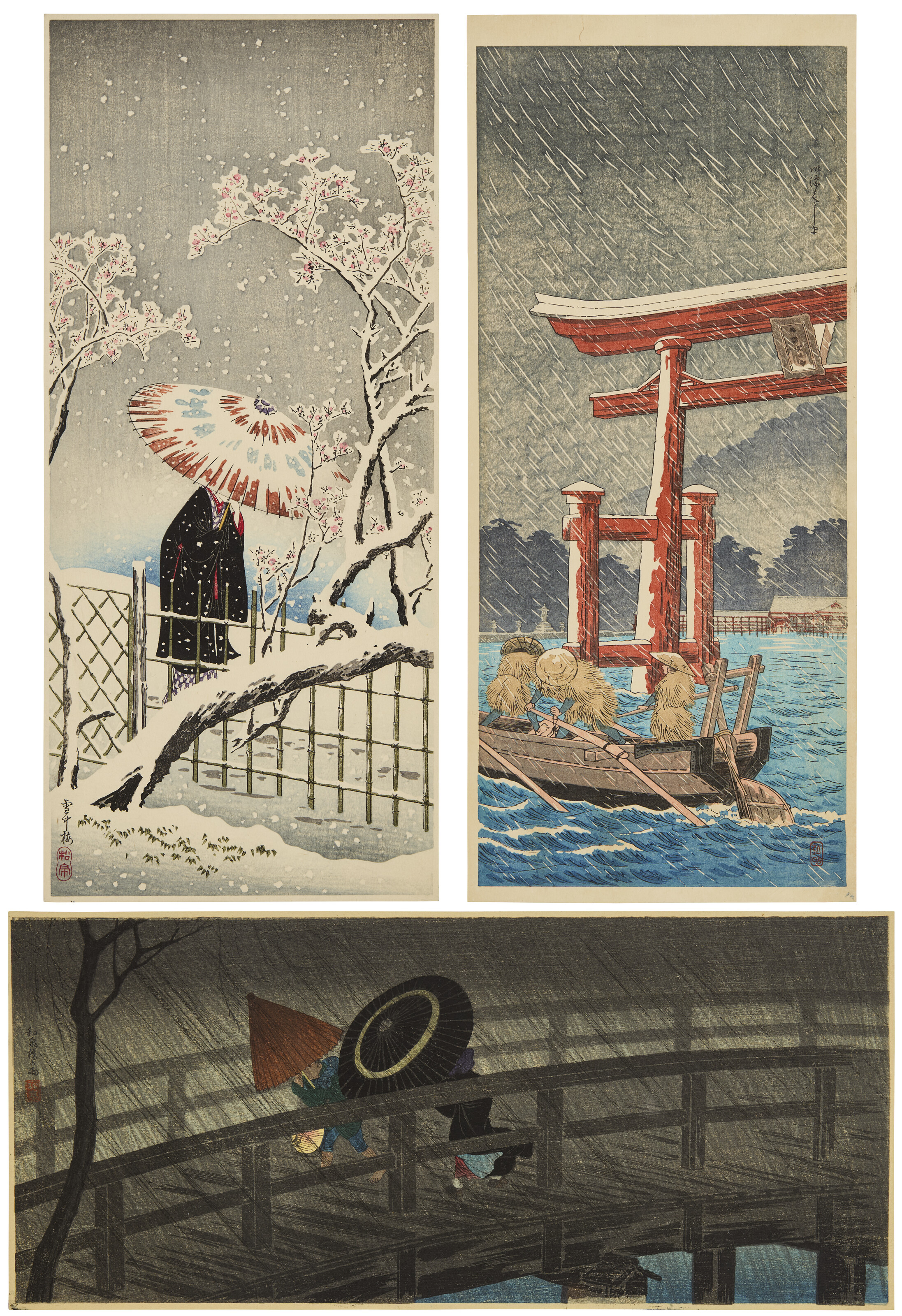 TAKAHASHI HIROAKI (SHOTEI) (1871-1945), A group of three