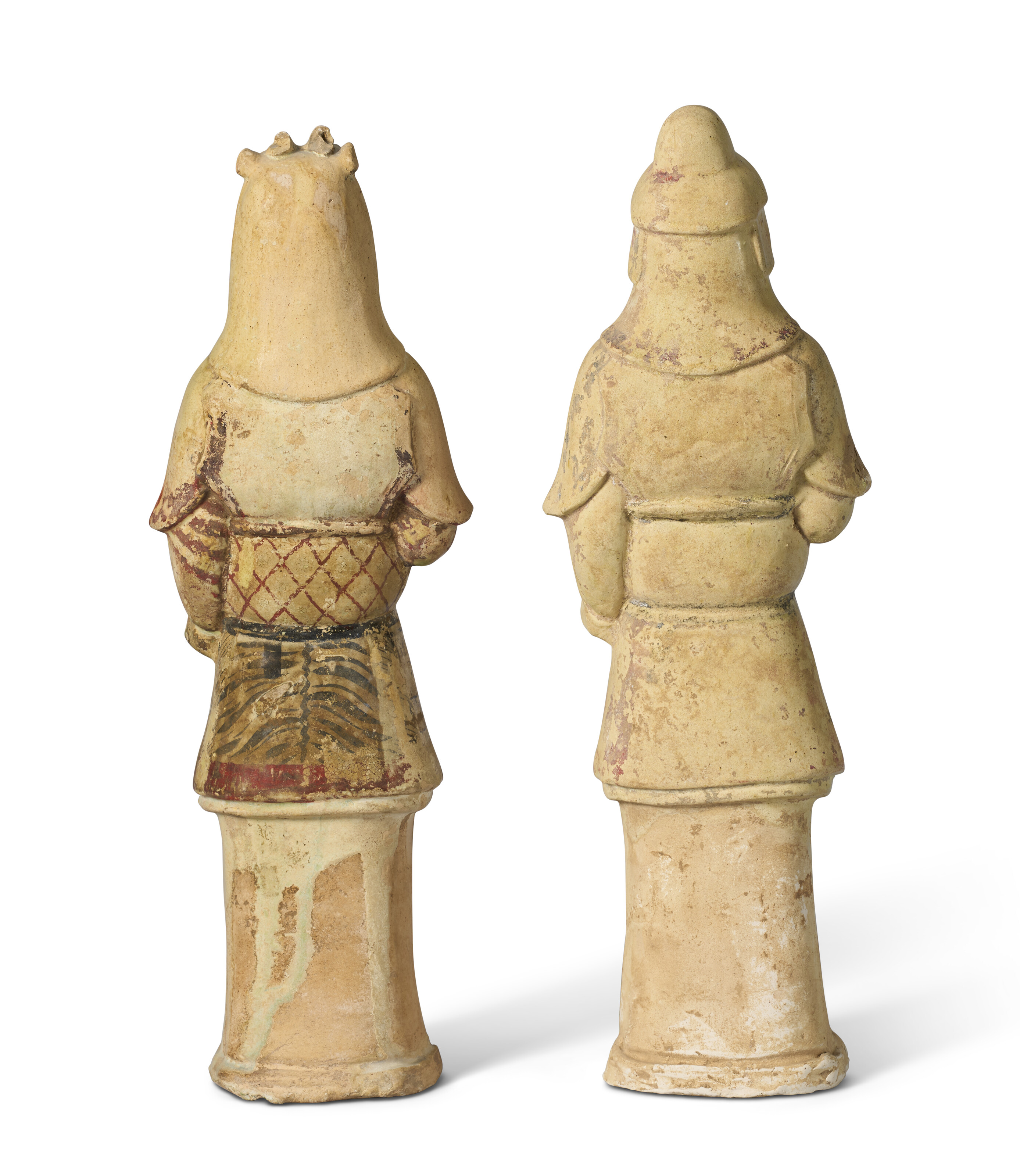 中國隋陶灰釉彩繪武士俑一對, CHINA, SUI DYNASTY (AD 581-618