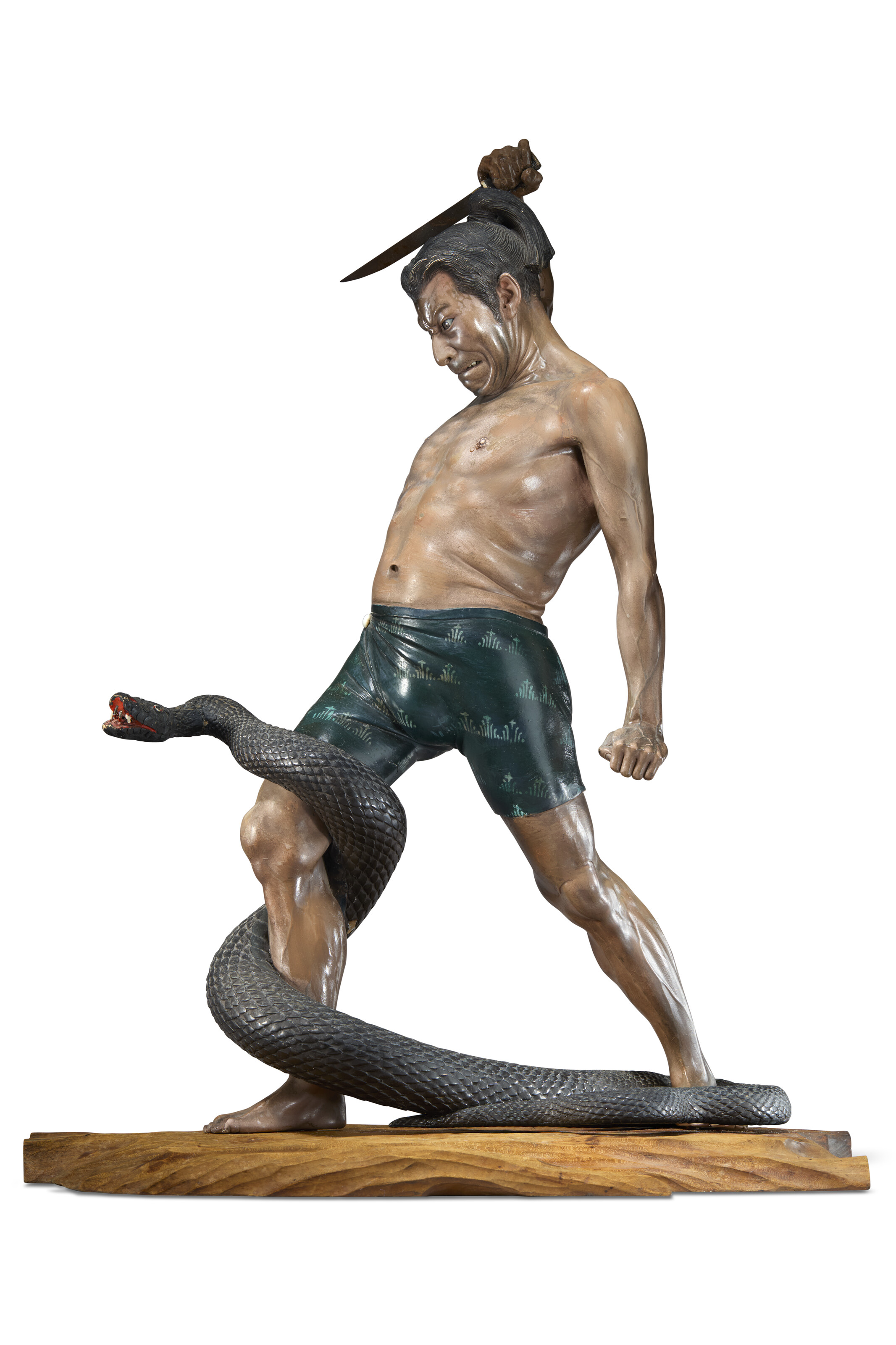 AN IKI-NINGYO (LIVING DOLL) OF MAN FIGHTING SNAKE, JAPAN, MEIJI