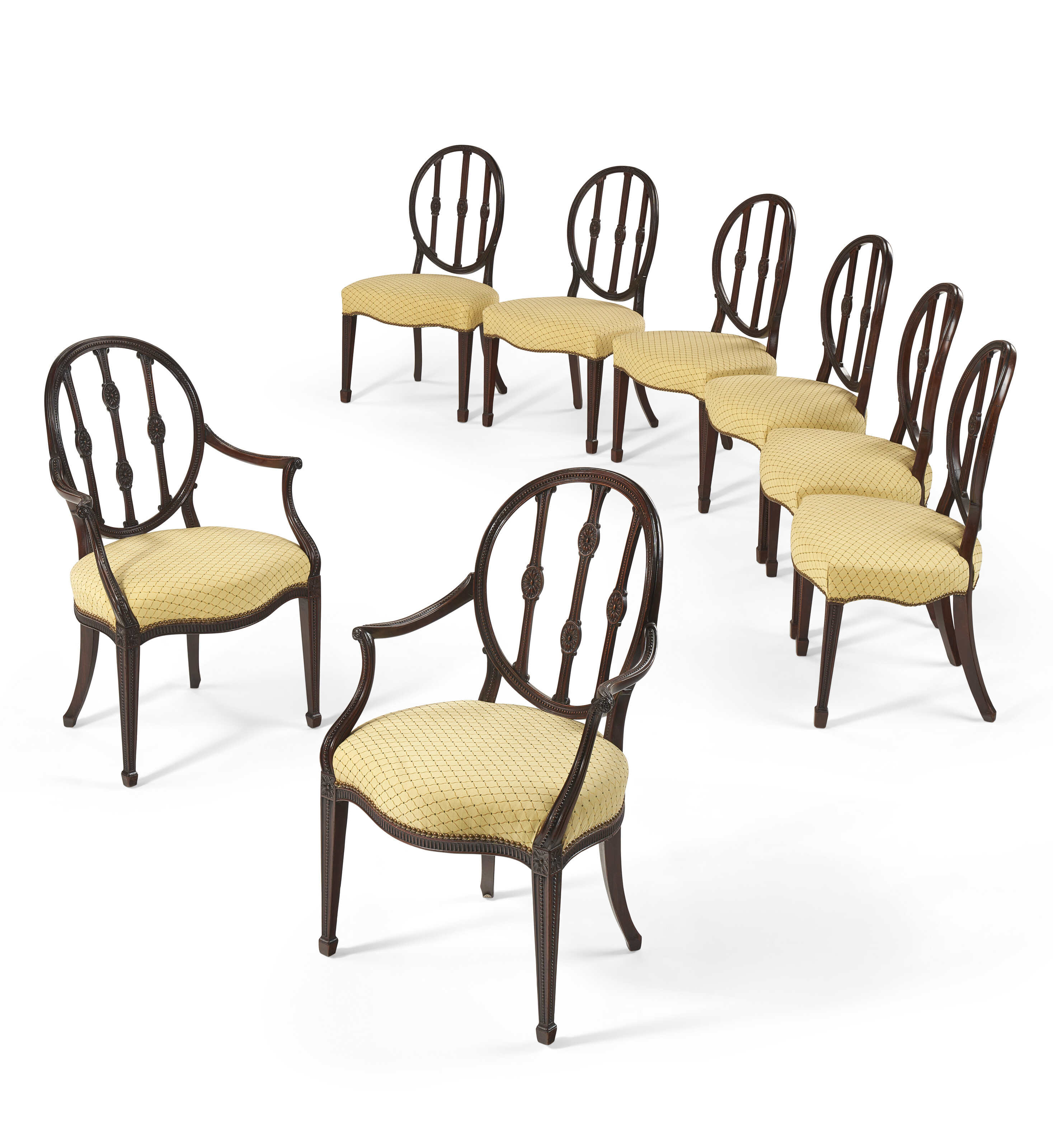 Set of Eight George III Mahogany Dining Chairs