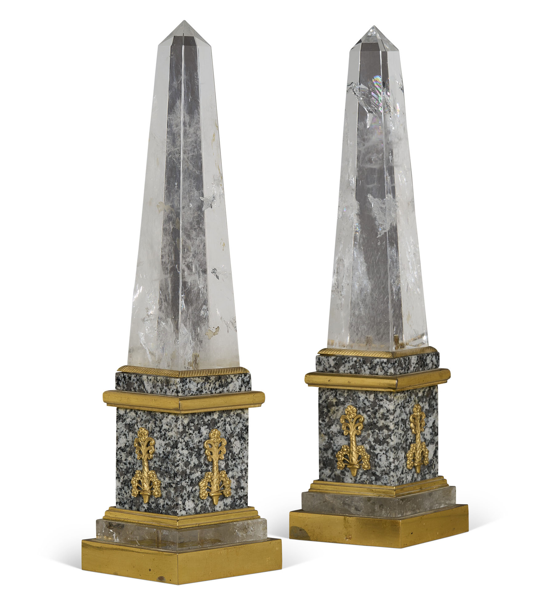 A PAIR OF ORMOLU-MOUNTED GRANITE AND ROCK CRYSTAL OBELISKS, 20TH CENTURY |  Christie's, image size:1789x1969