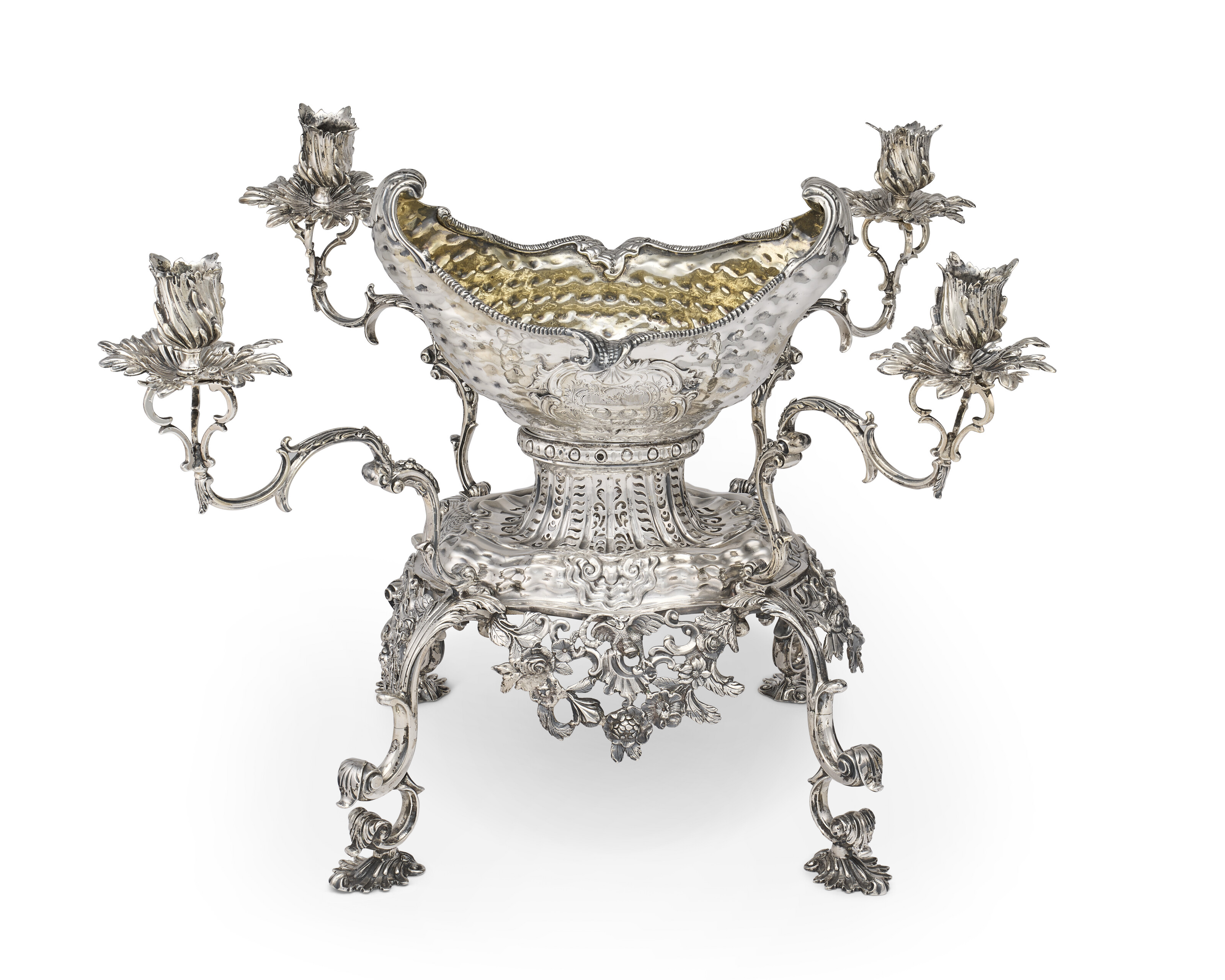 A GEORGE II IRISH SILVER CANDELABRA EPERGNE, MARK OF ROBERT CALDERWOOD,  DUBLIN, CIRCA 1758 | Christie's, image size:3200x2560