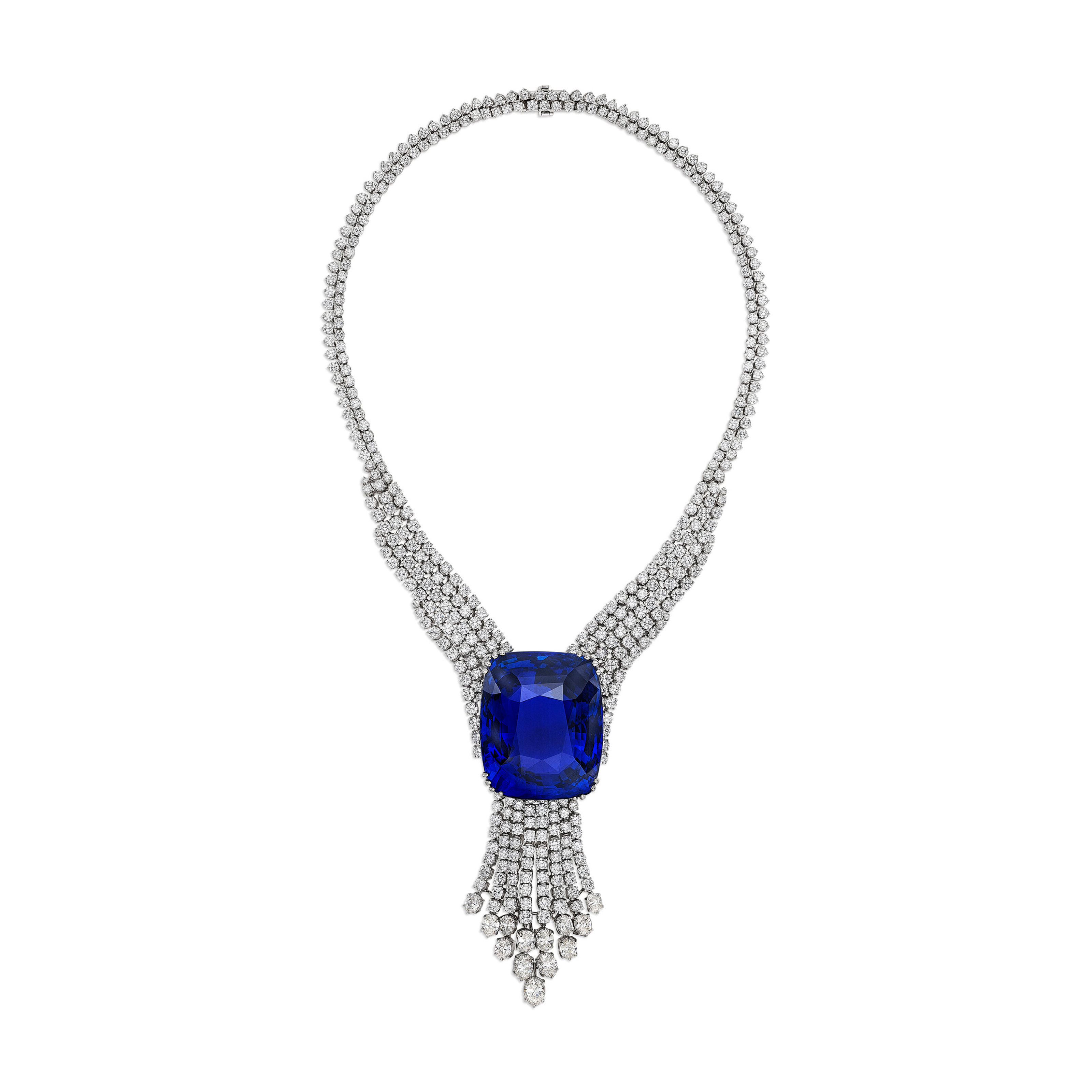 THE BLUE BELLE A SUPERB SAPPHIRE AND DIAMOND NECKLACE