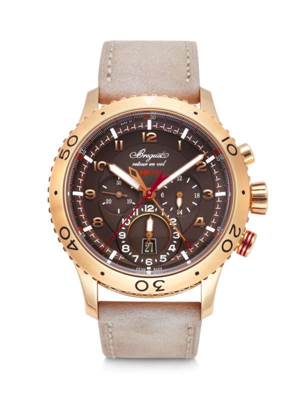 BREGUET, LARGE AND HEAVY PINK GOLD DUAL TIME FLYBACK CHRONOGRAPH