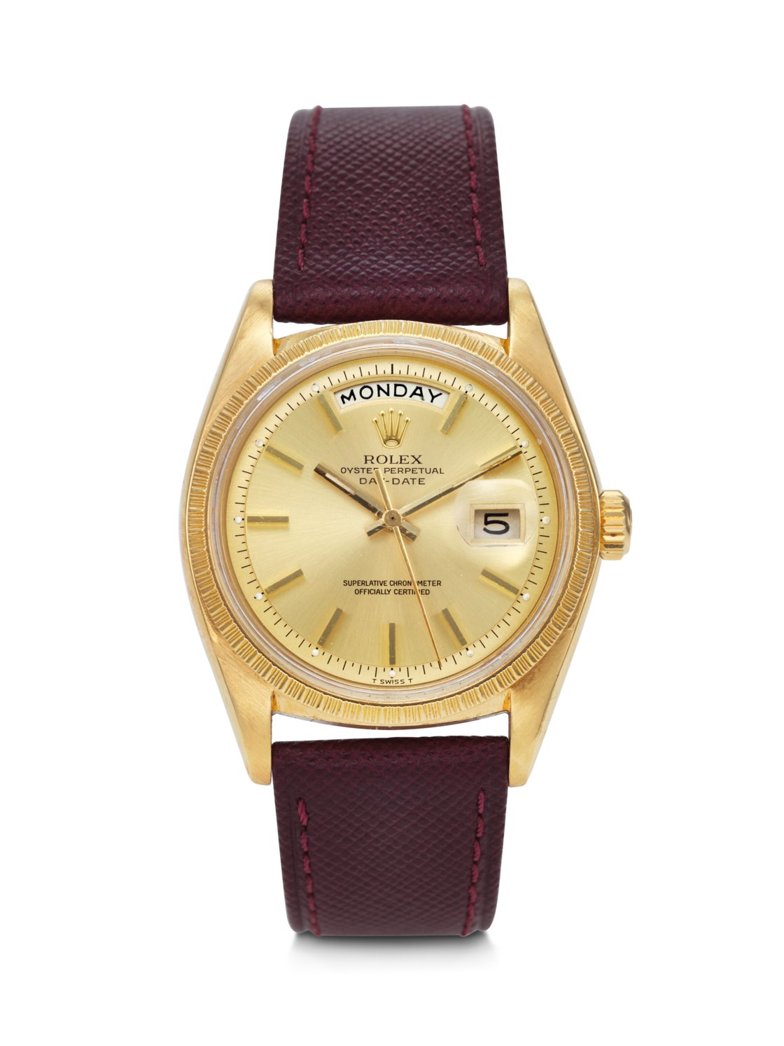 A yellow gold 'Day-Date' with 'bark-finish' bezel, ref. 1807