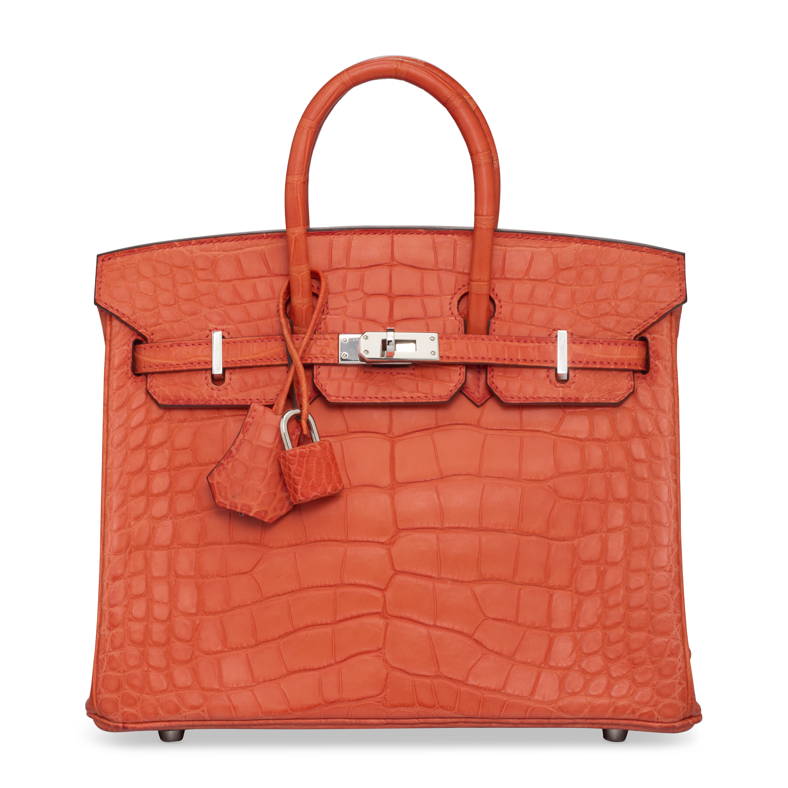 A RARE, EXCEPTIONAL SHINY ORANGE H POROSUS CROCODILE SELLIER KELLY