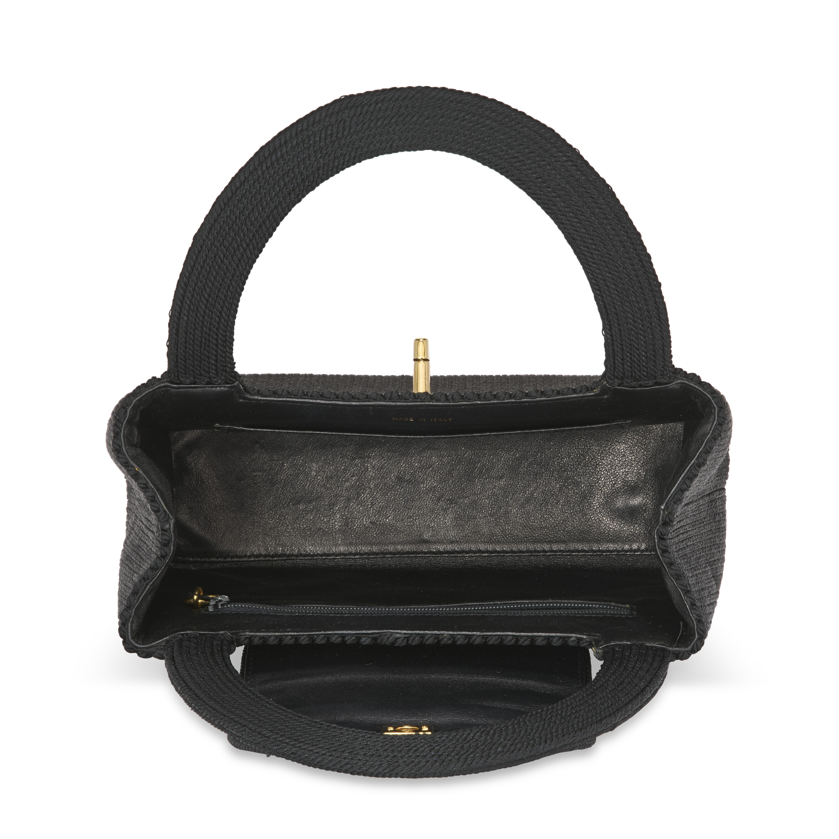 A BLACK SILK ROPE KELLY HANDLE BAG WITH GOLD HARDWARE, CHANEL