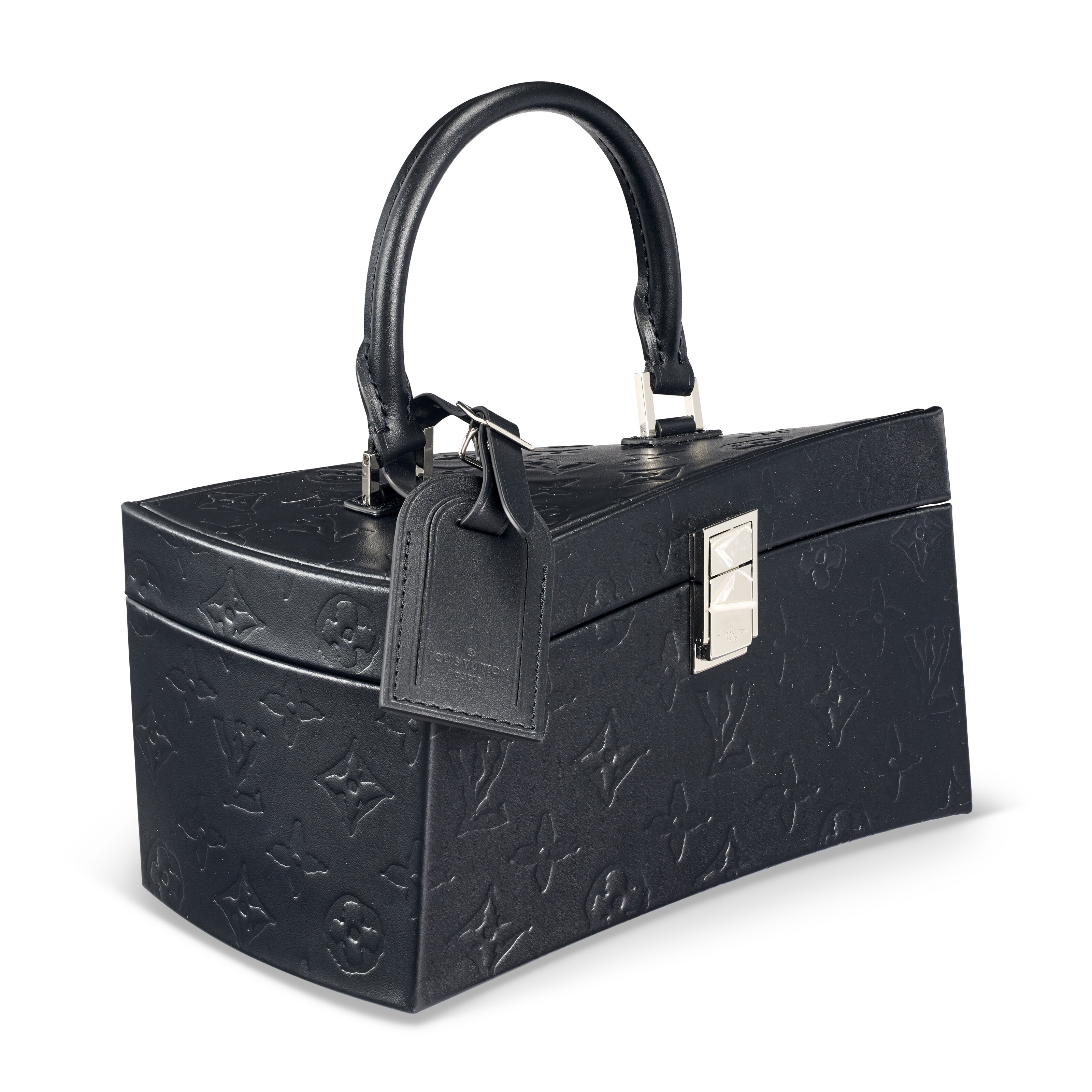 A LIMITED EDITION BLACK MONOGRAM EMBOSSED CALFSKIN LEATHER TWISTED