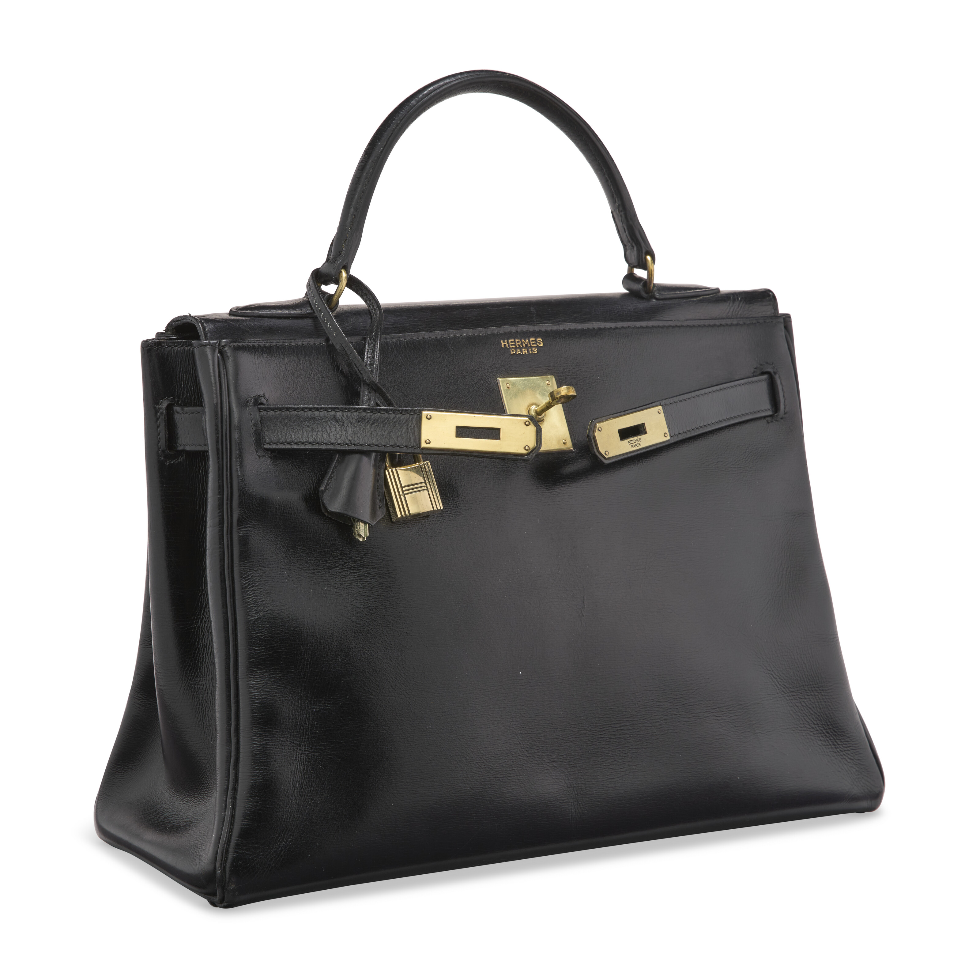 Kelly リトグラフ 1926年 パリ A BLACK CALF BOX LEATHER RETOURNÉ KELLY 32 WITH GOLD HARDWARE