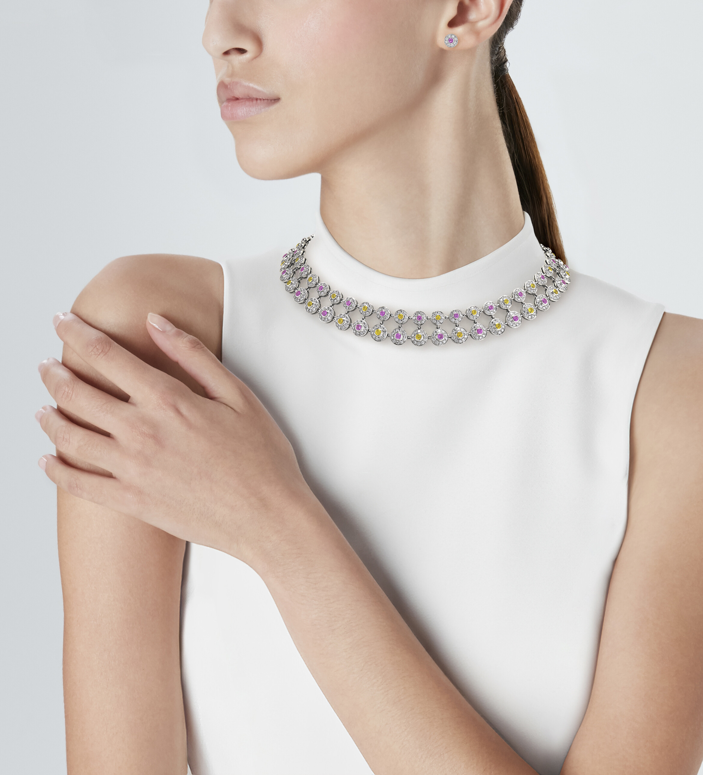 TIFFANY SUITE OF COLORED SAPPHIRE AND DIAMOND 'CIRCLET