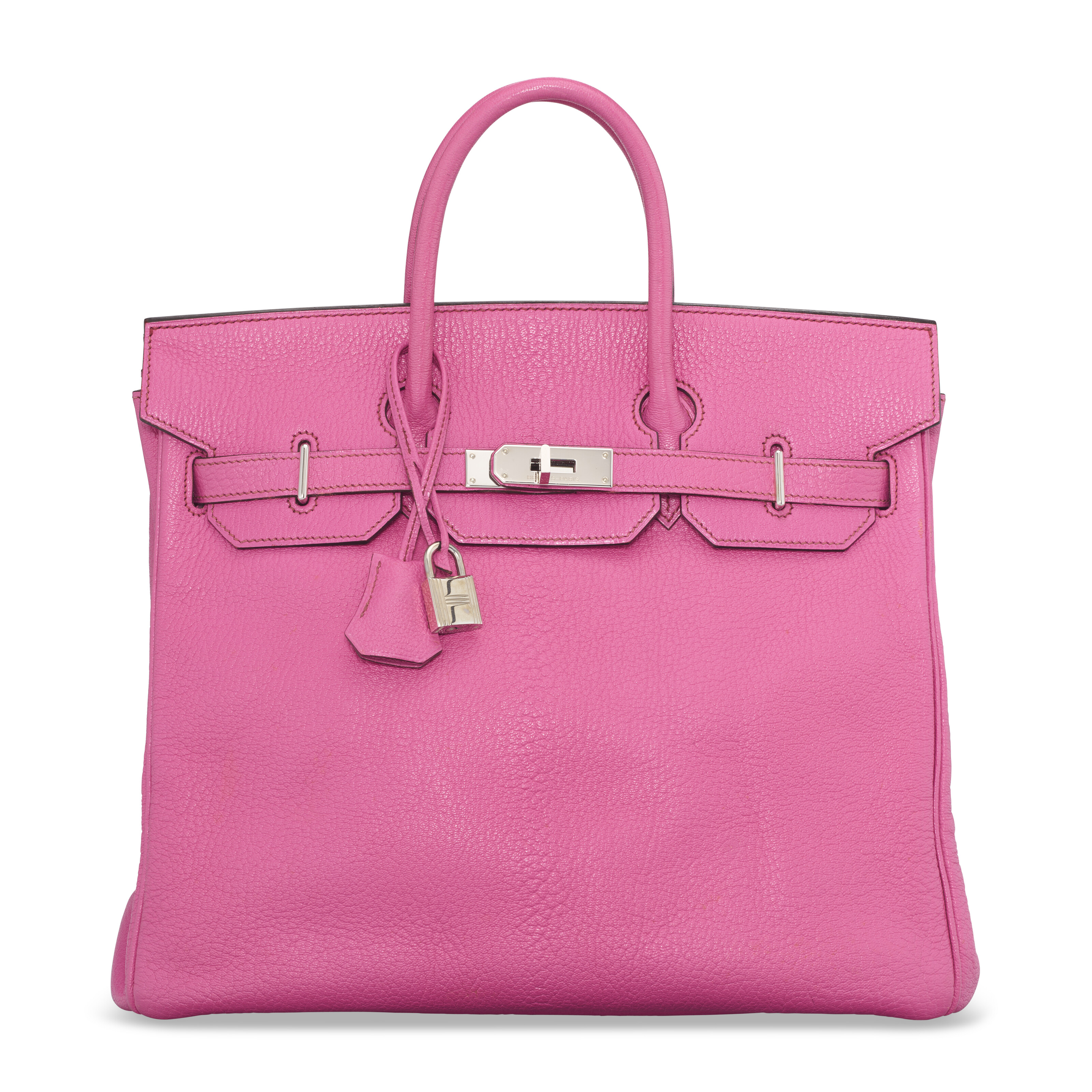 A FUCHSIA CHÈVRE COROMANDEL LEATHER HAC BIRKIN 32 WITH PALLADIUM