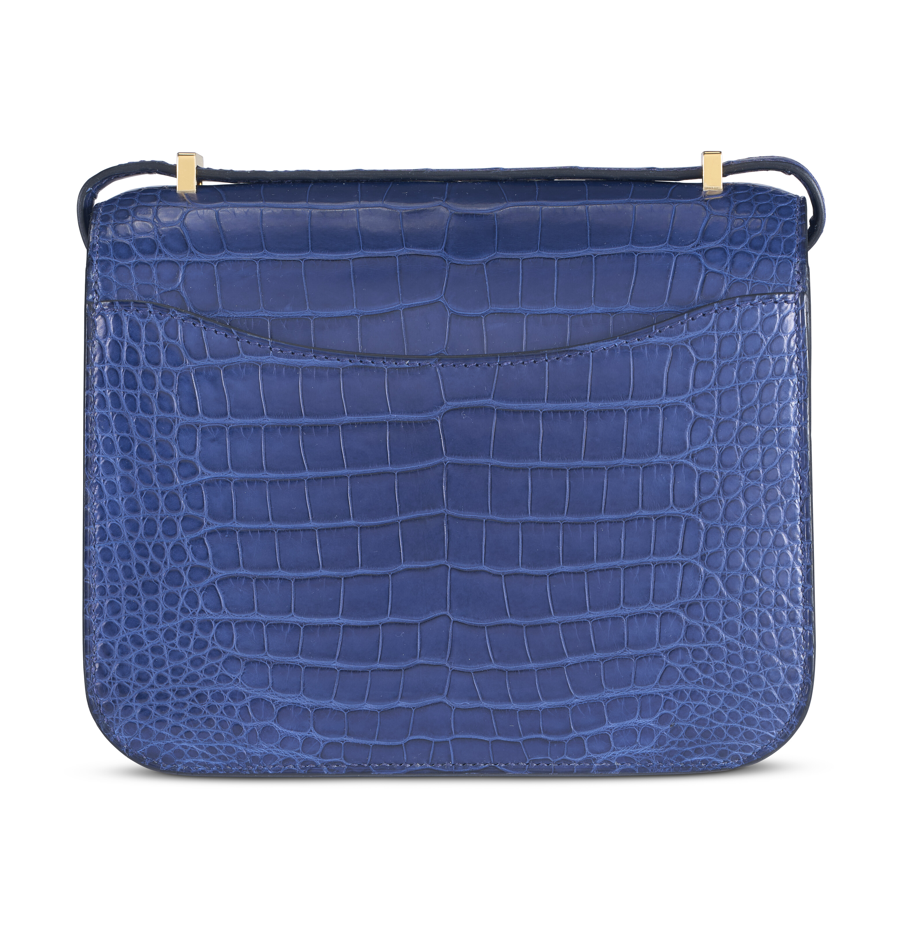 A MATTE BLEU SAPHIR ALLIGATOR MINI MIRROR CONSTANCE WITH GOLD