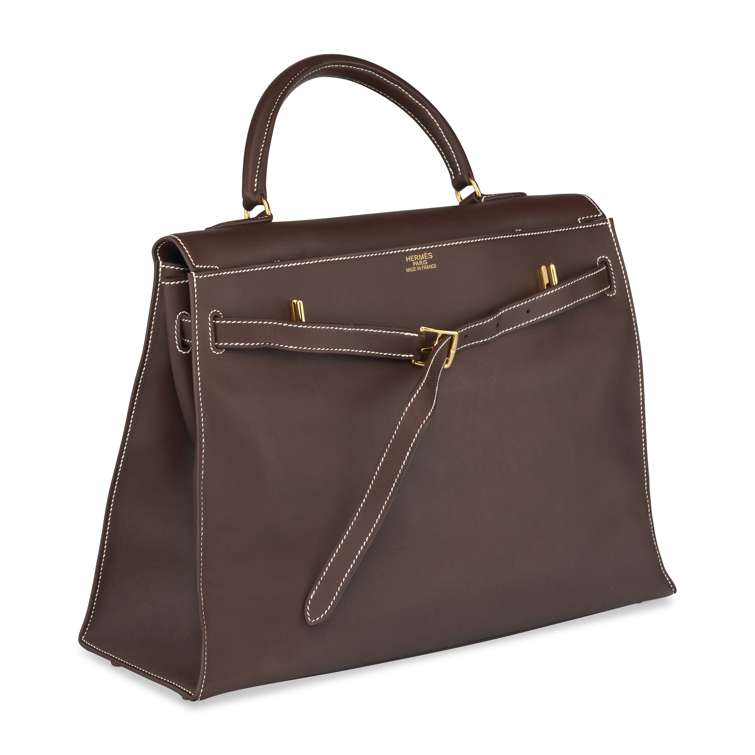 エレナ様ブラウン38 A CHOCOLAT SWIFT LEATHER KELLY FLAT 35 WITH GOLD HARDWARE, HERMÈS
