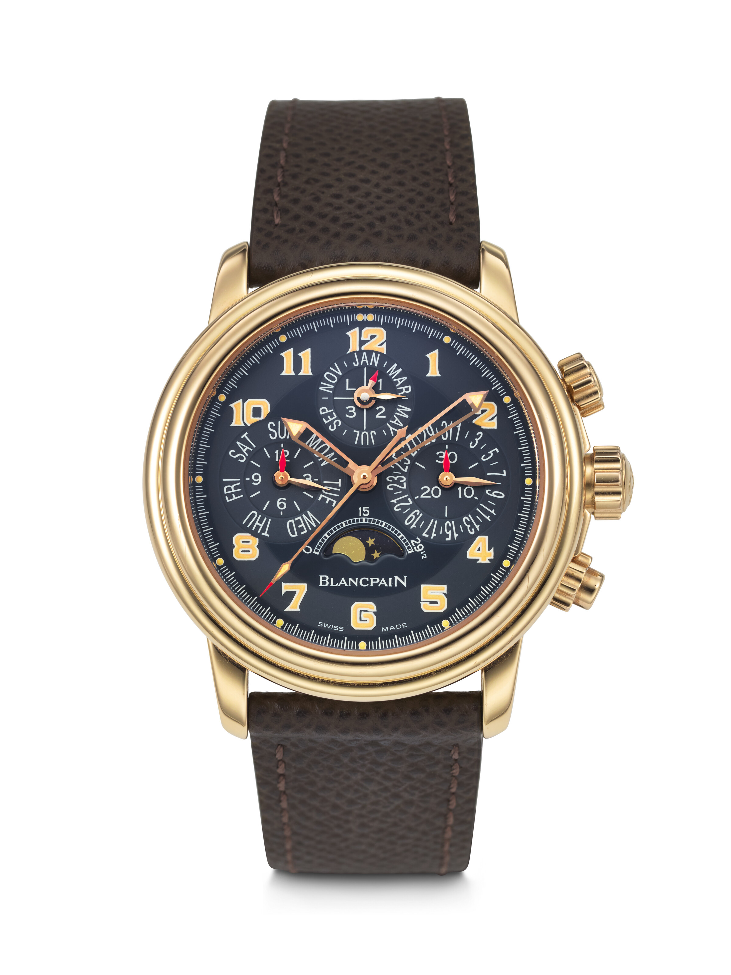 BLANCPAIN PINK GOLD PERPETUAL CALENDAR #39 LEMAN #39 WITH MOON PHASES AND