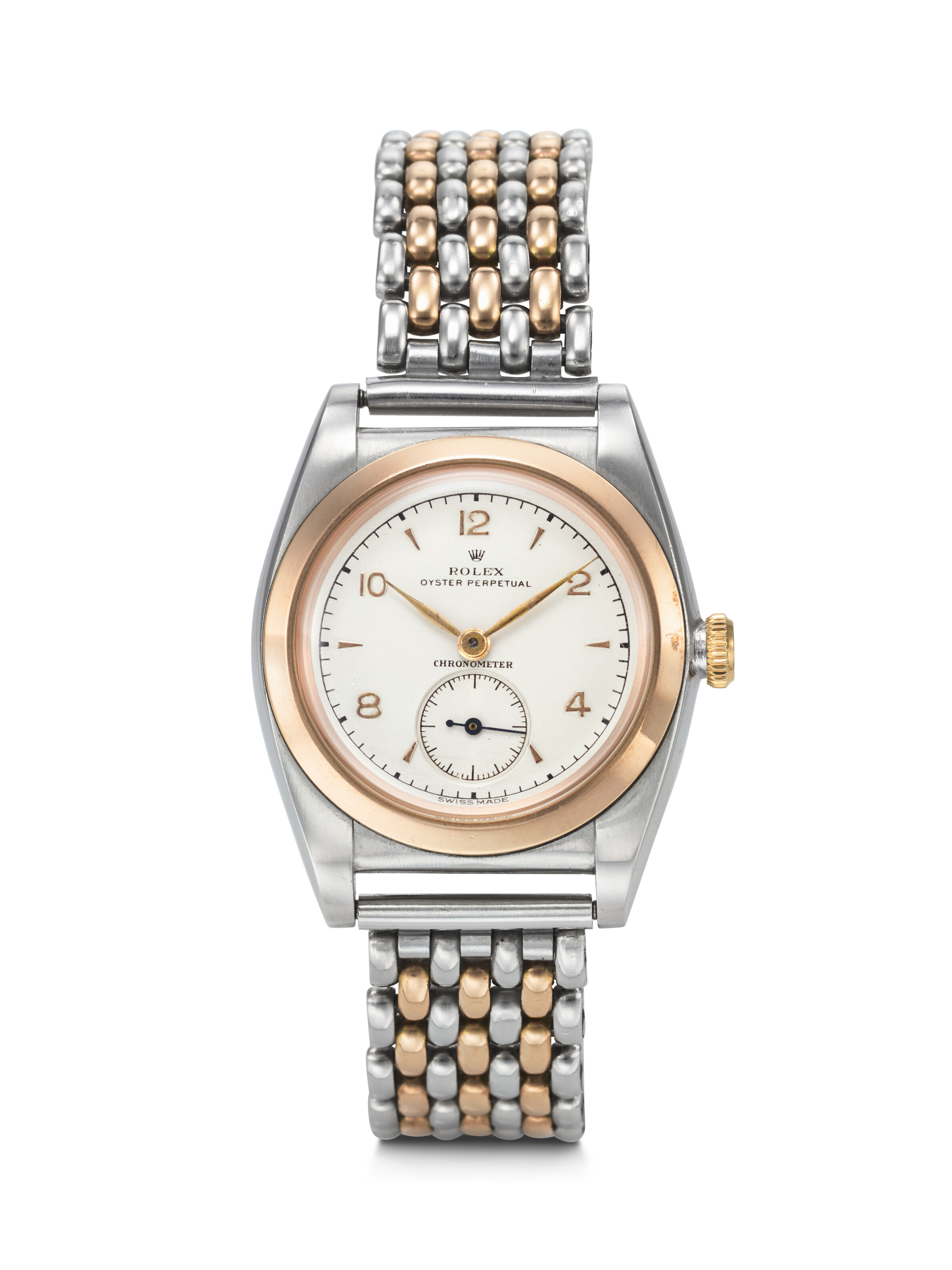 ROLEX, STAINLESS STEEL AND PINK GOLD 'BUBBLEBACK' WRISTWATCH, REF