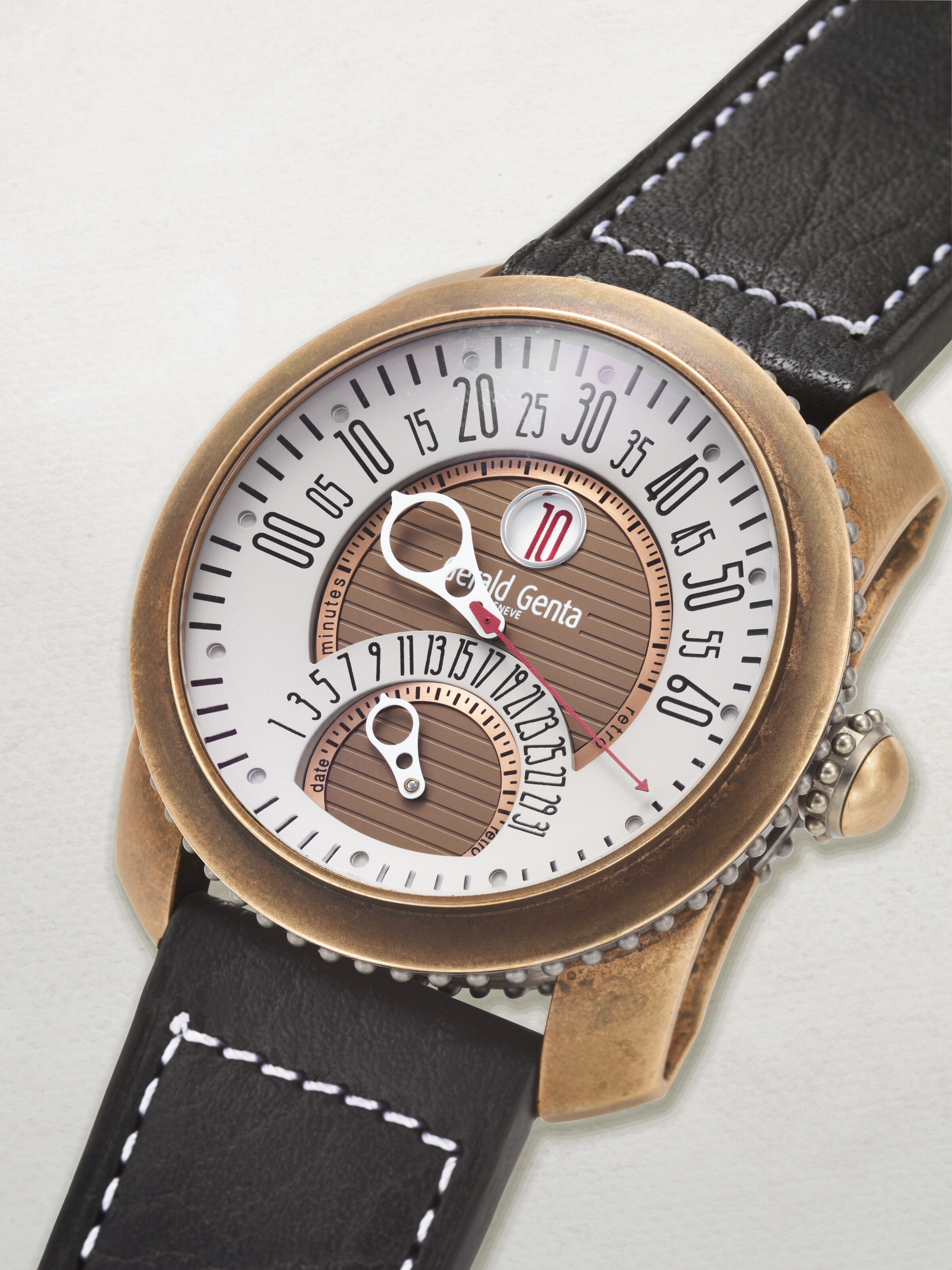 GERALD GENTA, BRONZE AND TITANIUM JUMPING HOUR 'GEFICA BI-RETRO