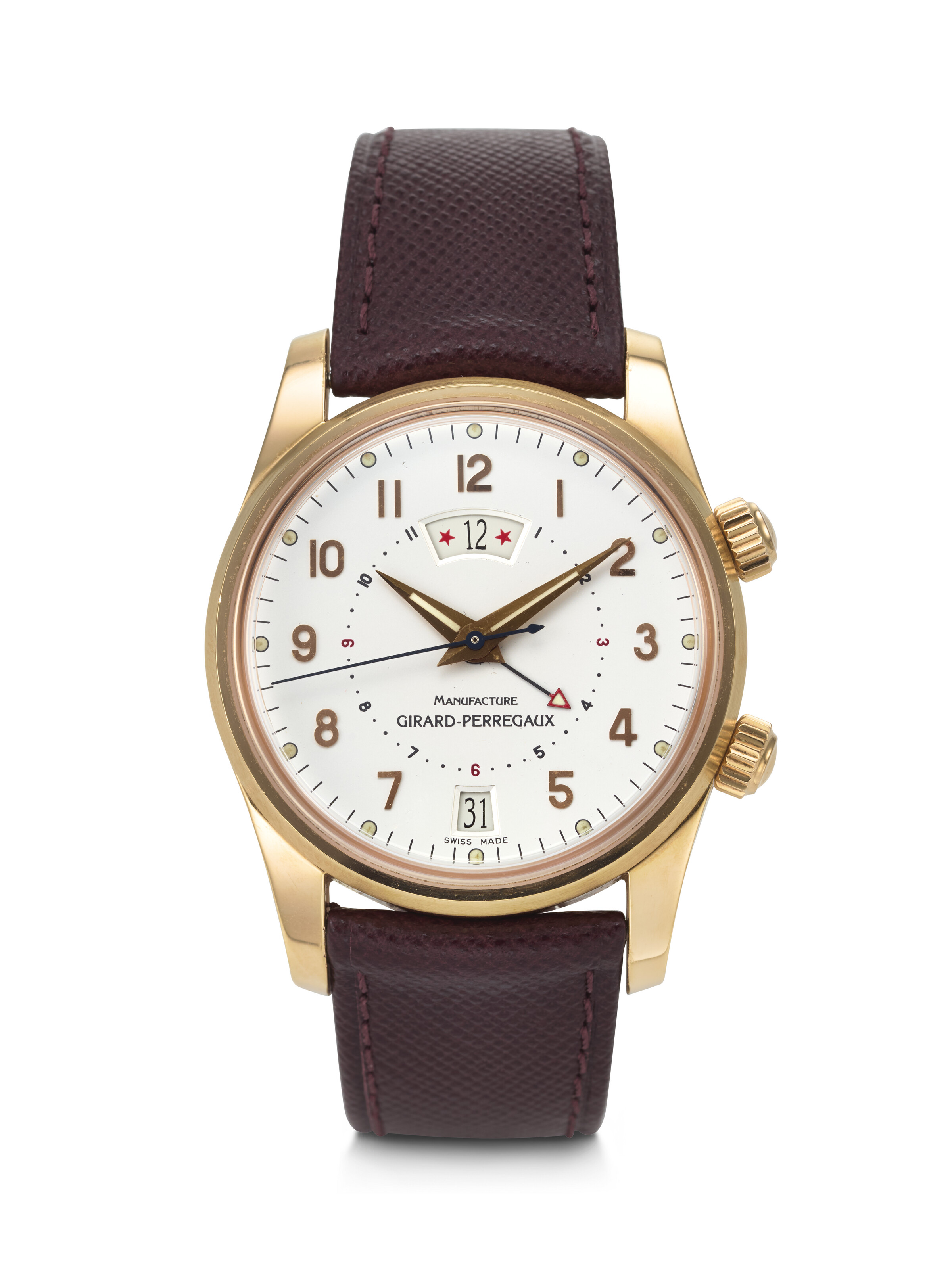 GIRARD-PERREGAUX, PINK GOLD ALARM 'TRAVELER II' WITH DUAL TIME AND