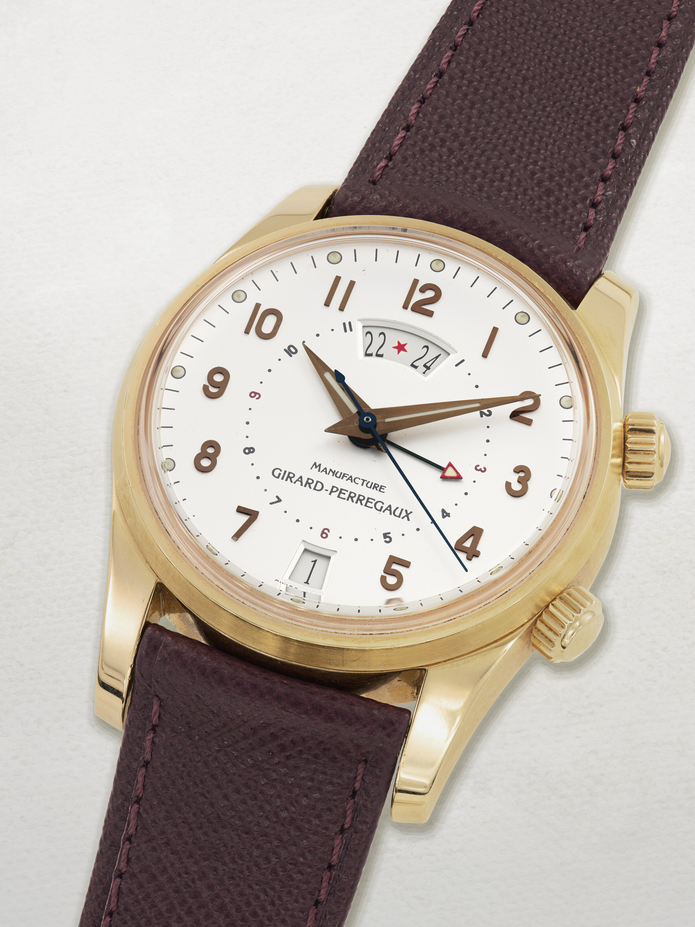 GIRARD-PERREGAUX, PINK GOLD ALARM 'TRAVELER II' WITH DUAL TIME AND