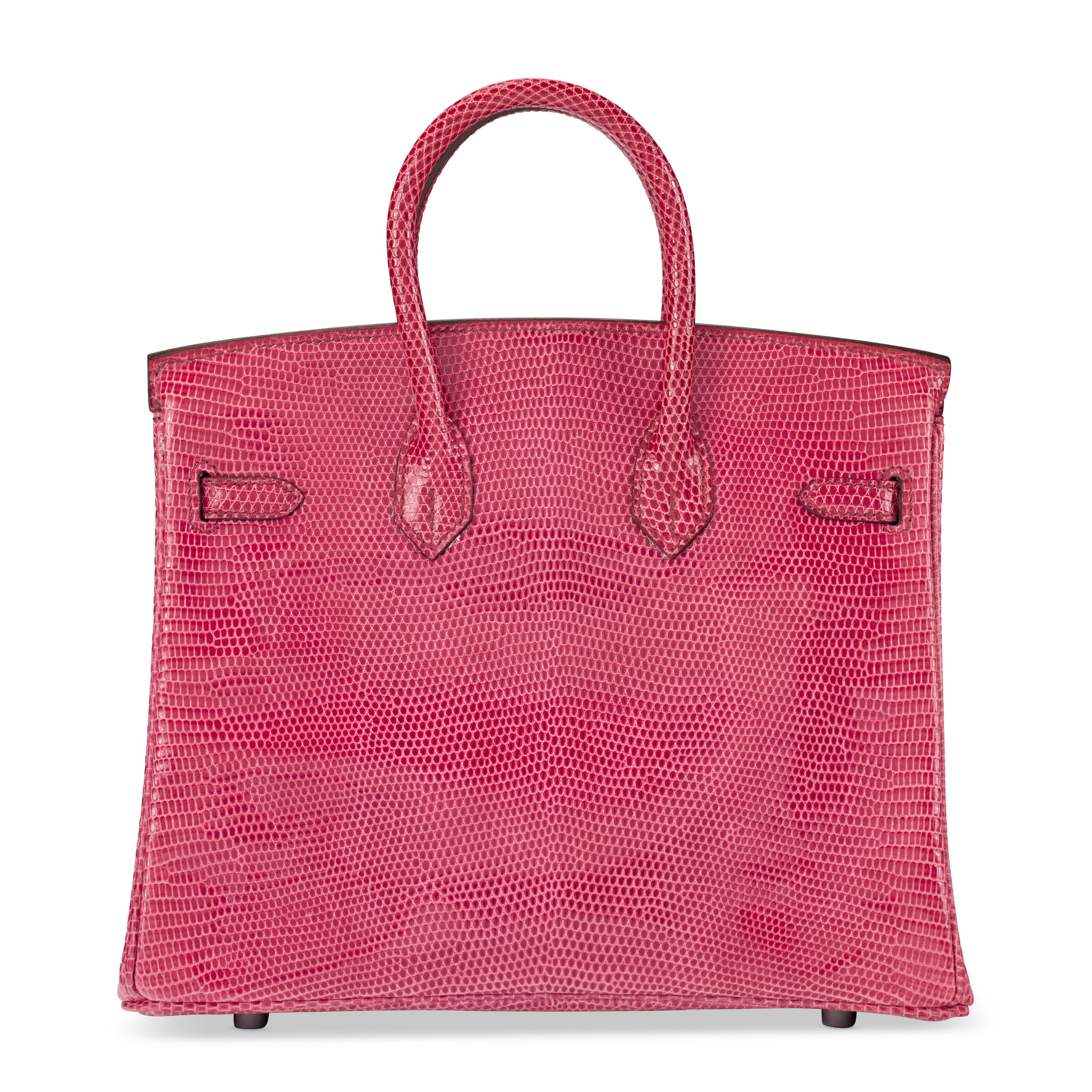A SHINY FUCHSIA NILOTICUS LIZARD BIRKIN 25 WITH RUTHENIUM HARDWARE