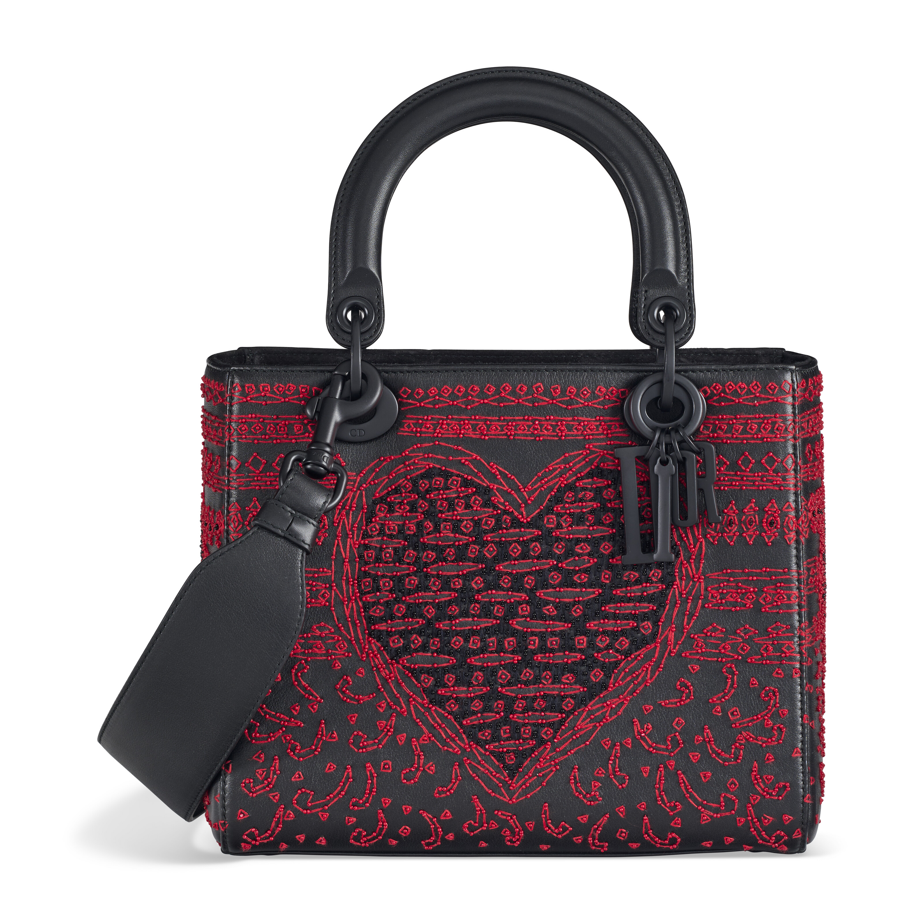 Christian Dior 名刺入れ 黒 赤 A LIMITED EDITION BLACK & RED EMBROIDERED CALFSKIN LEATHER PLAYING