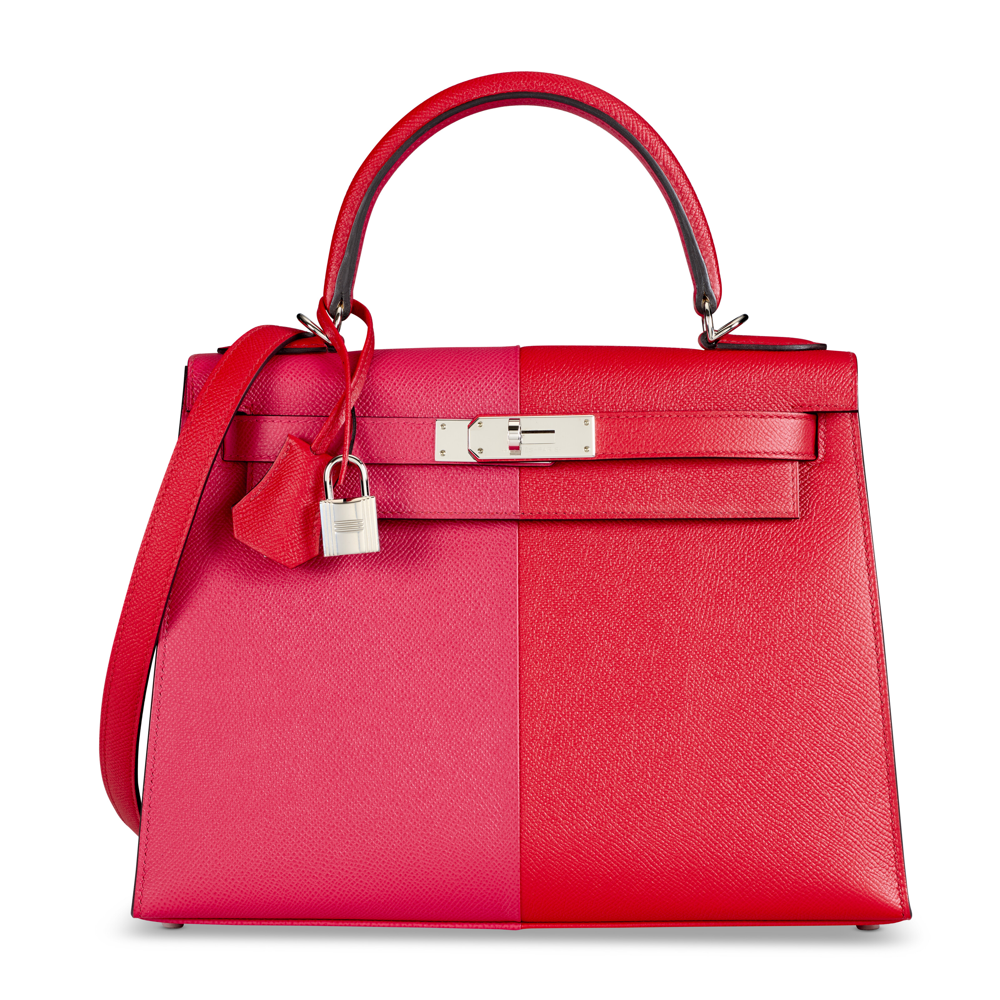 A ROUGE PIVOINE SWIFT LEATHER RETOURNÉ KELLY 25 WITH GOLD HARDWARE
