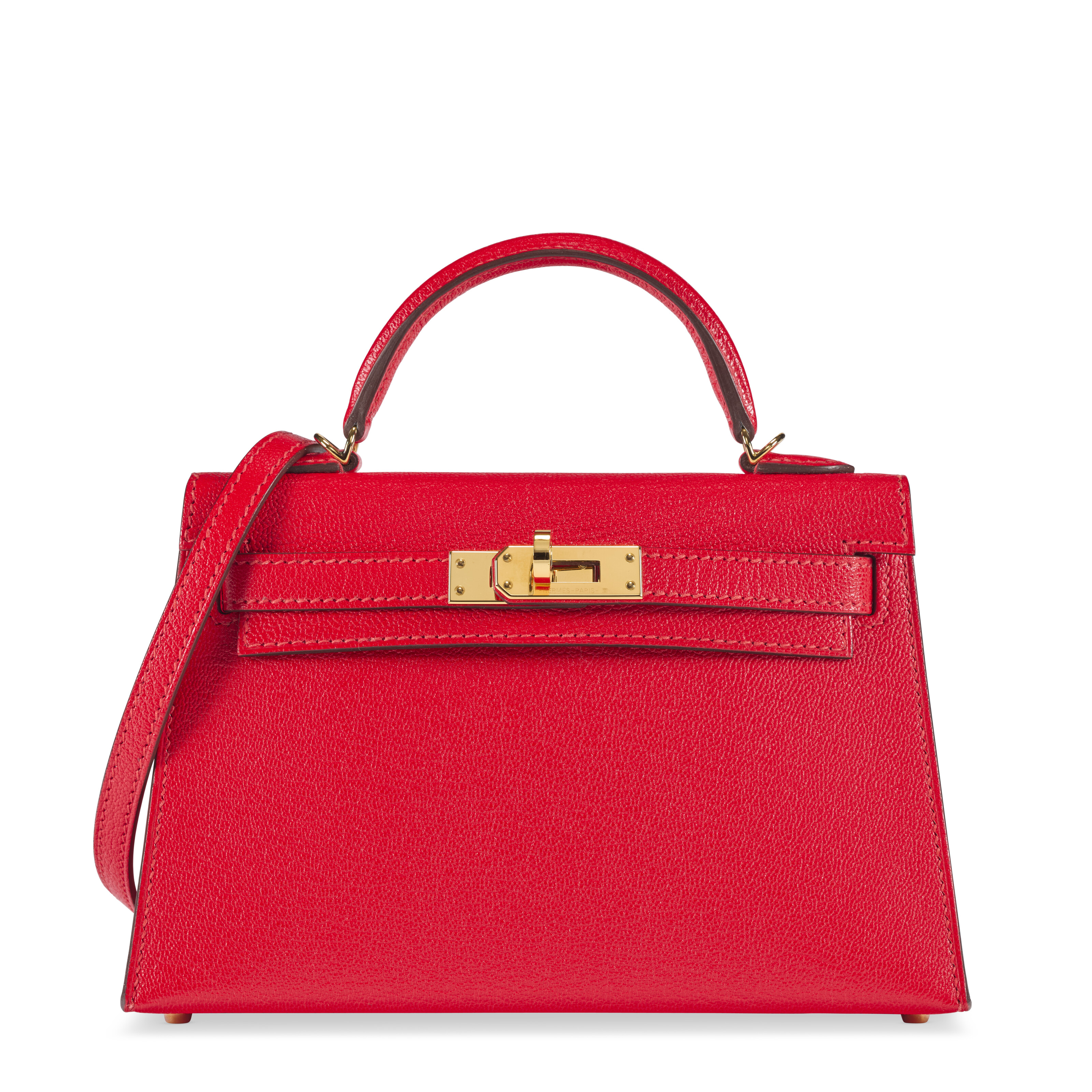 A ROUGE PIVOINE SWIFT LEATHER RETOURNÉ KELLY 25 WITH GOLD HARDWARE