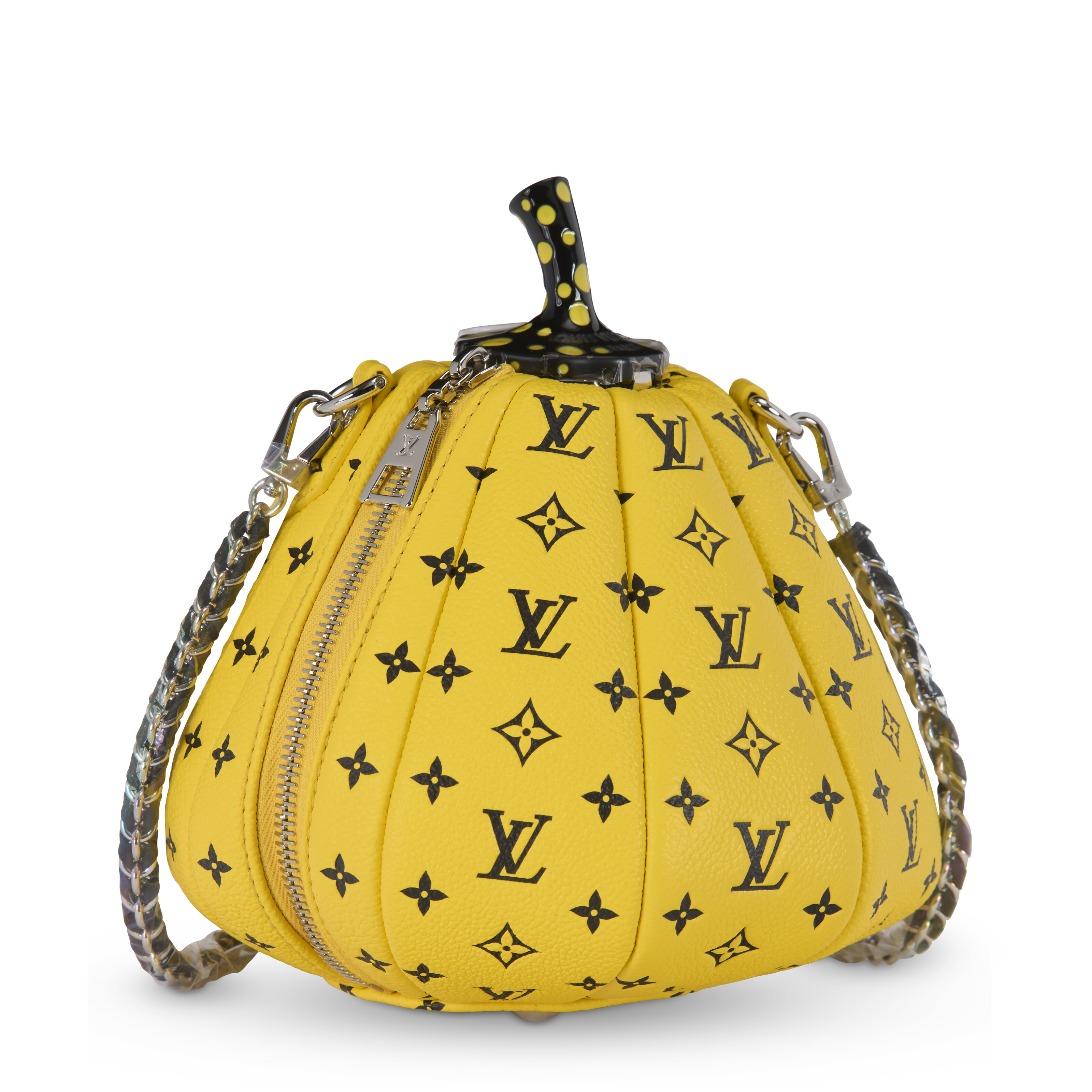 A LIMITED EDITION YELLOW & BLACK MONOGRAM LEATHER PUMPKIN BAG WITH