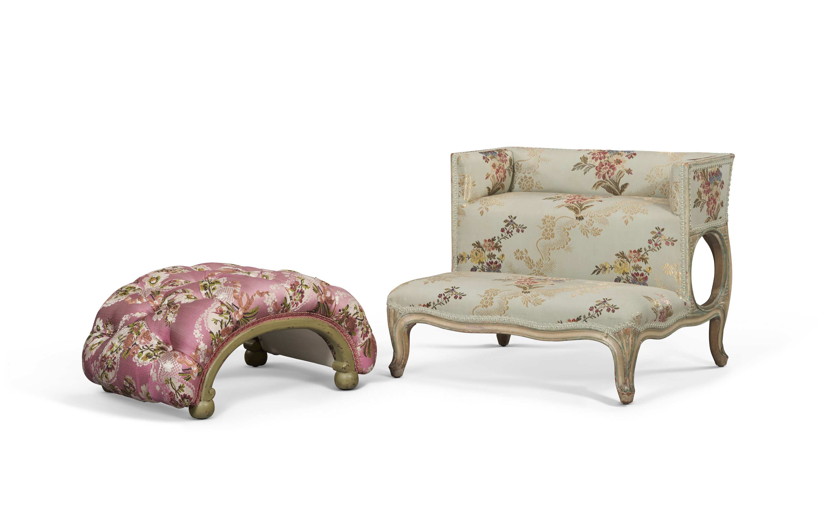 TWO UPHOLSTERED FOOTRESTS, 20TH CENTURY | Christie’s